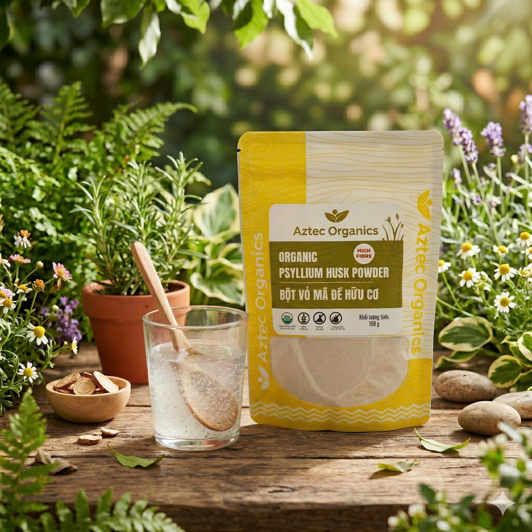 Aztec Organics - Bột vỏ mã đề hữu cơ 150g