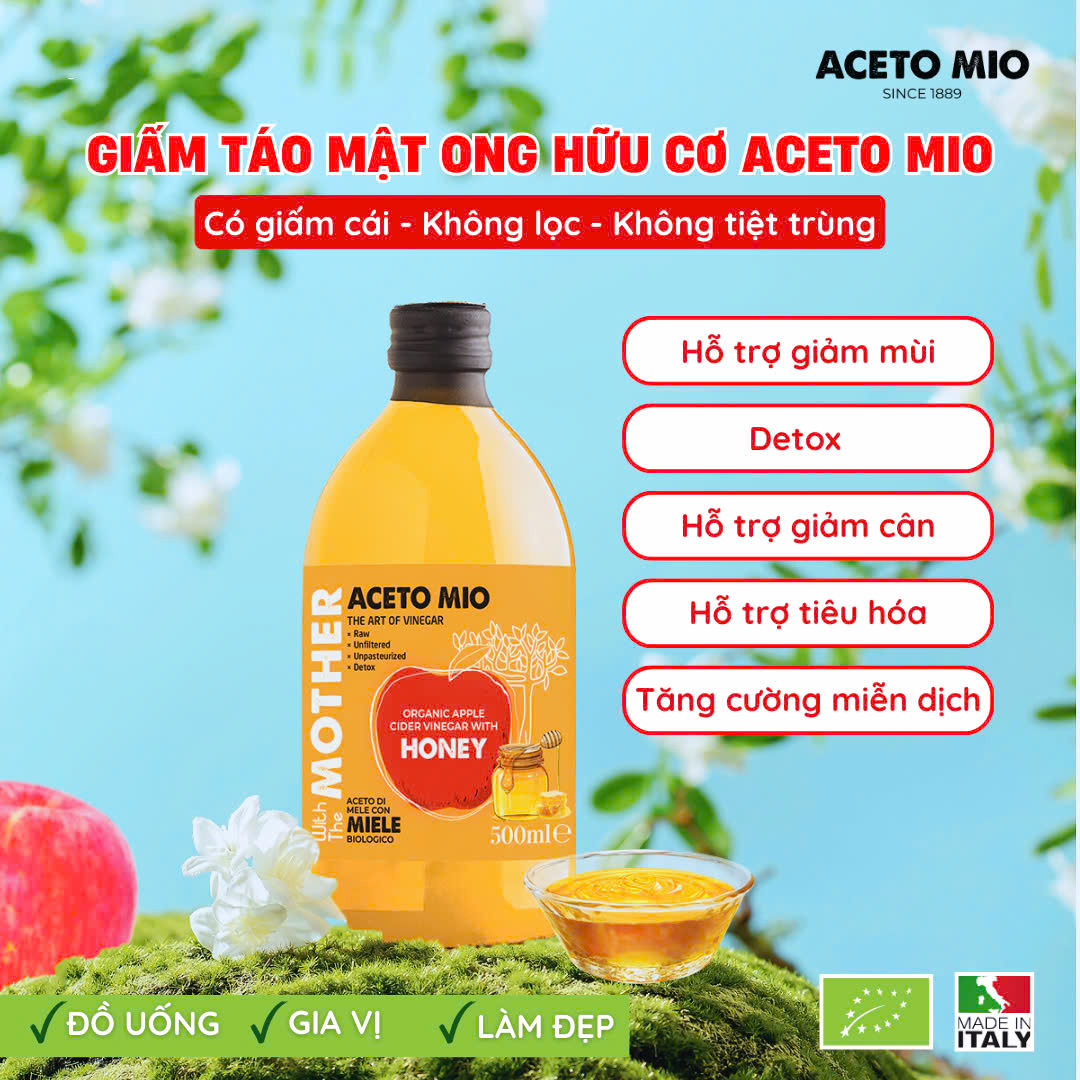 Giấm Táo Mật Ong Hữu Cơ Aceto Mio 500ml