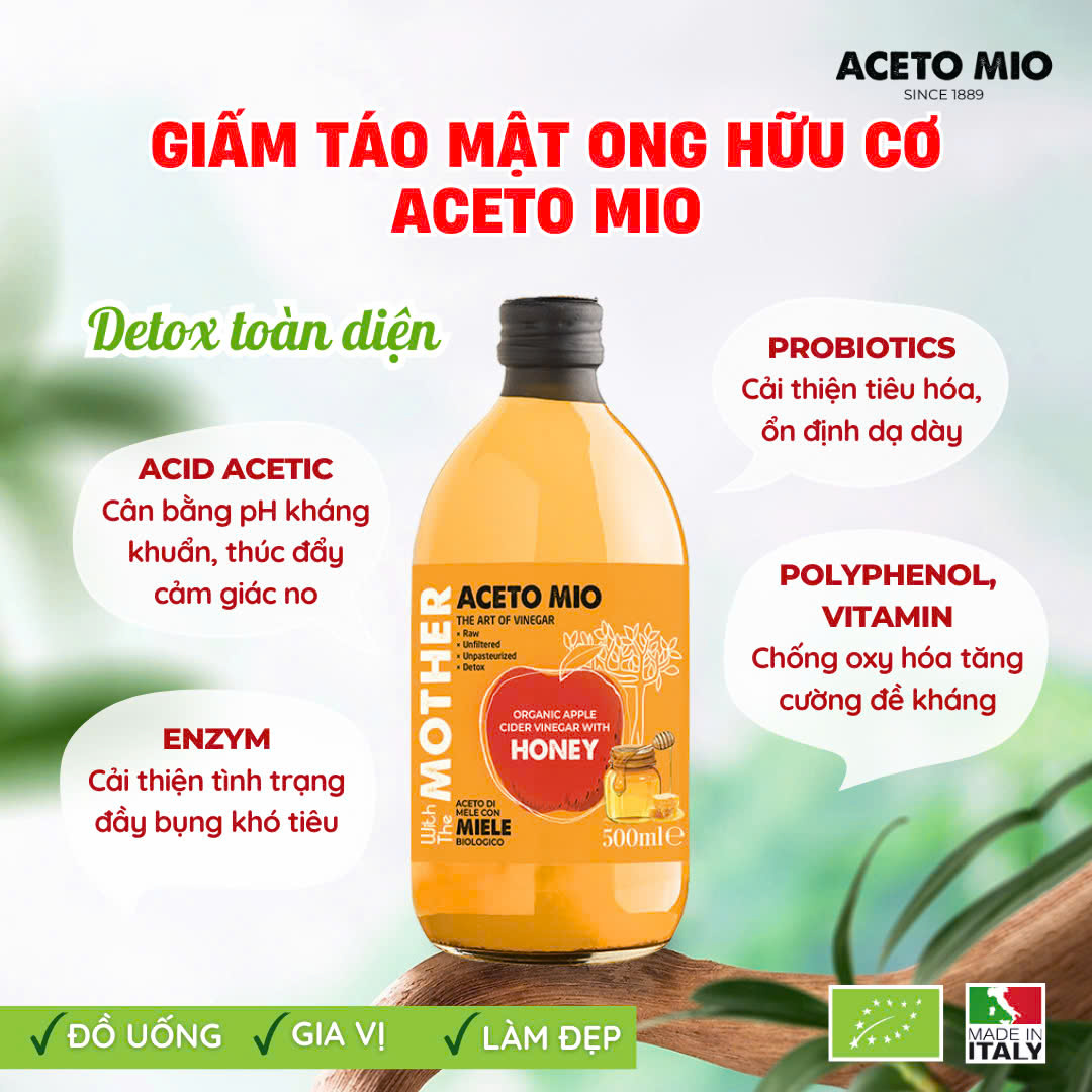 Giấm Táo Mật Ong Hữu Cơ Aceto Mio 500ml