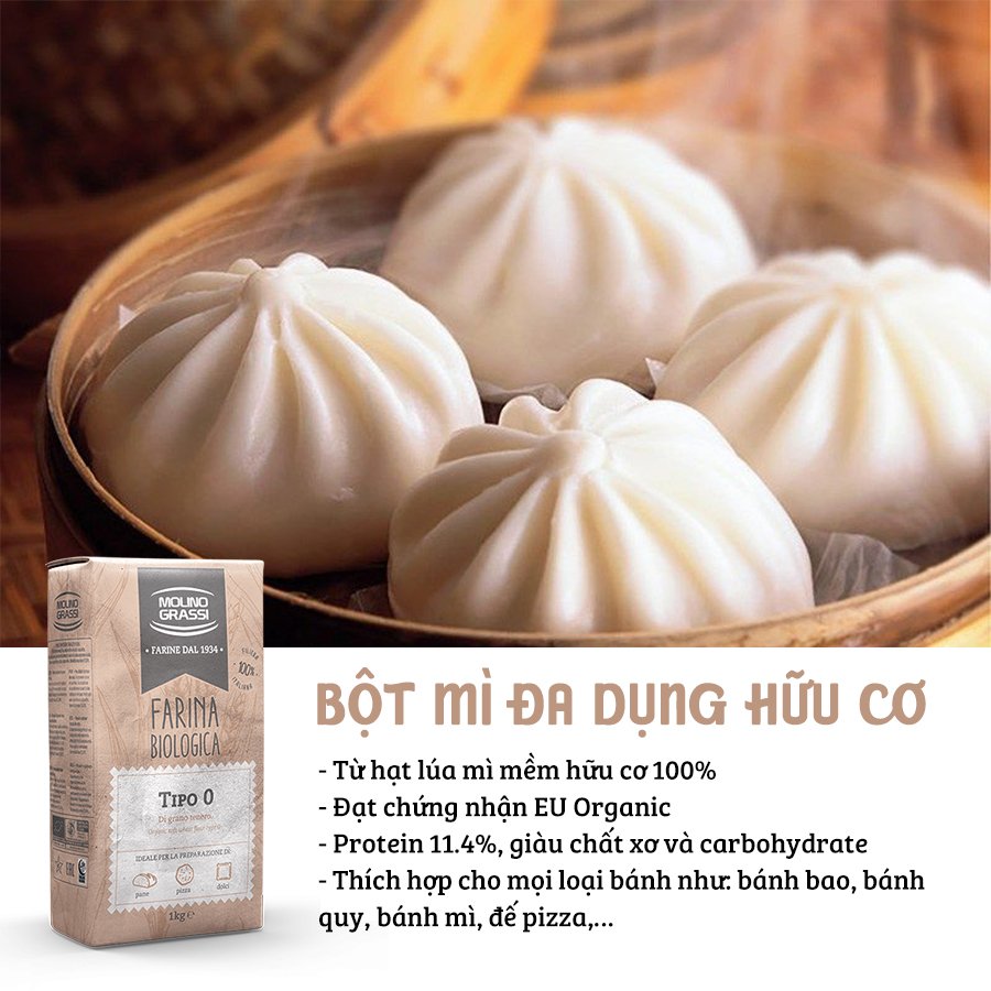 Molino Grassi - Bột mì đa dụng hữu cơ 1kg