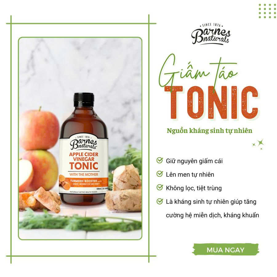 Giấm táo Tonic - Kháng Sinh Tự Nhiên Barnes Natural 500ml ( có giấm cái)