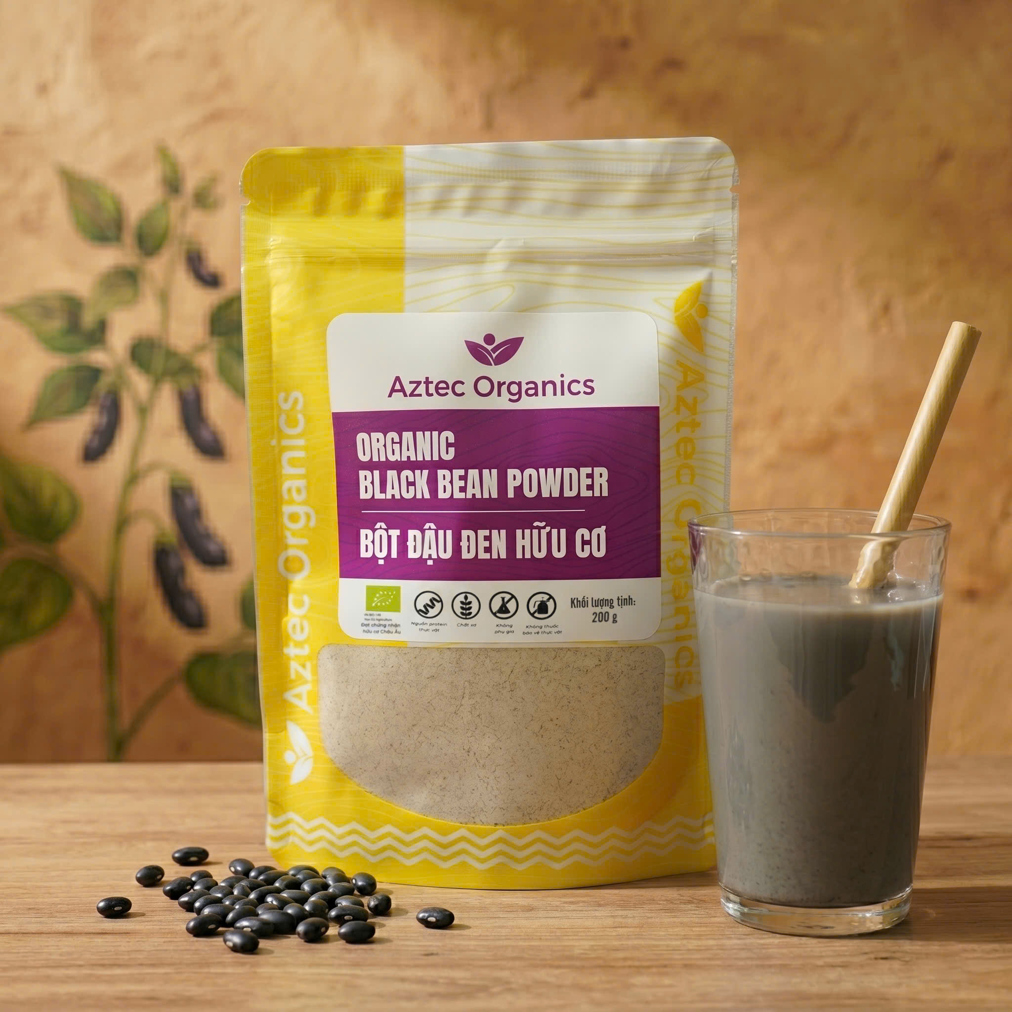 Aztec Organics - Bột đậu đen hữu cơ 200g