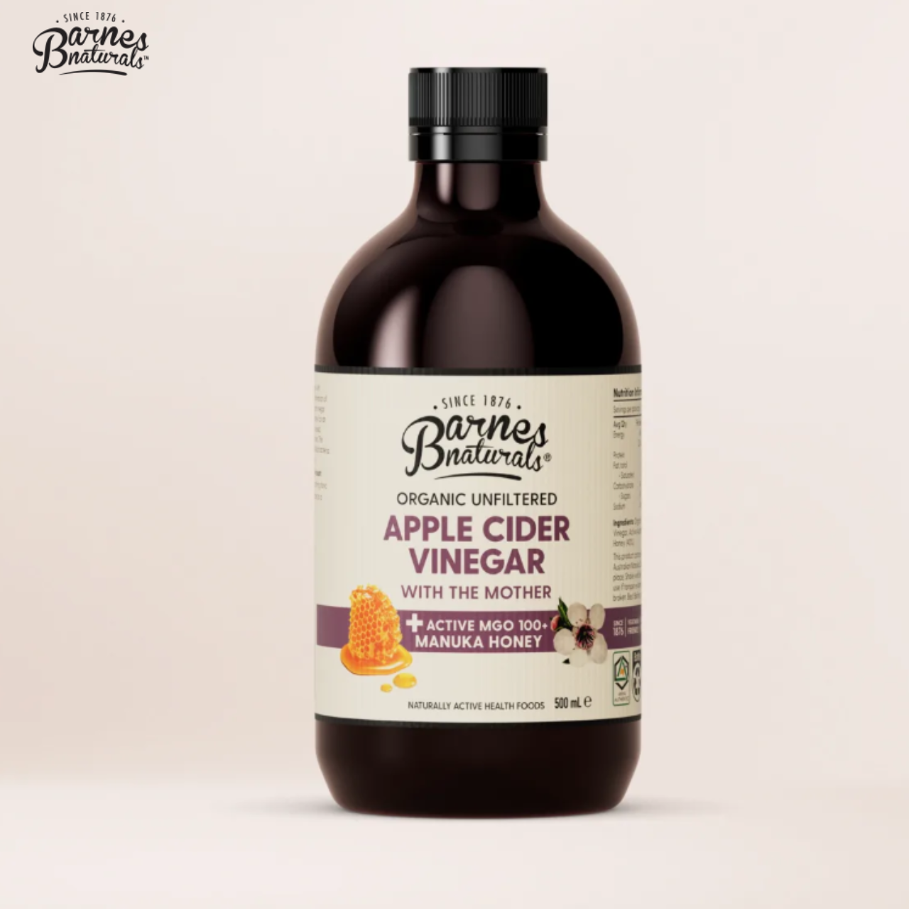 Barnes Naturals - Giấm táo mật ong Manuka (có giấm cái)  500ml