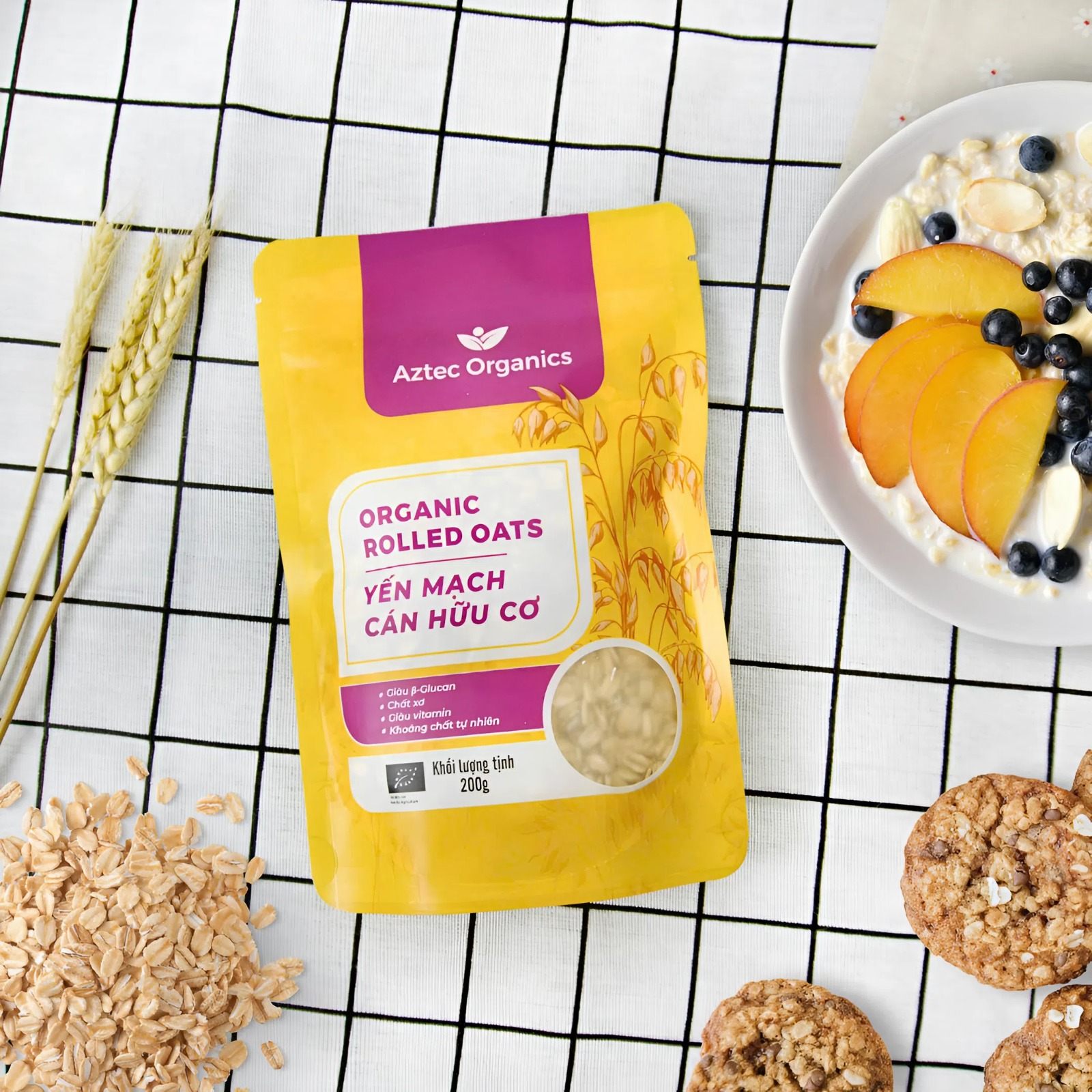 Aztec Organics - Yến Mạch Cán Hữu Cơ 200g