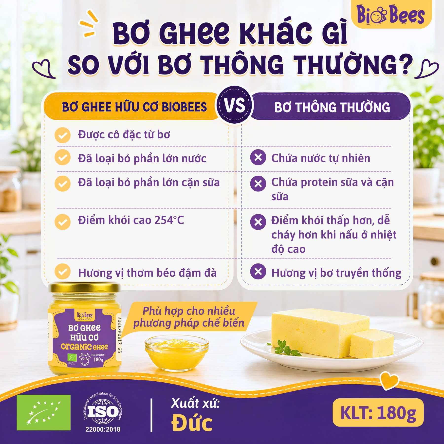 BioBees - Bơ Ghee hữu cơ 180g