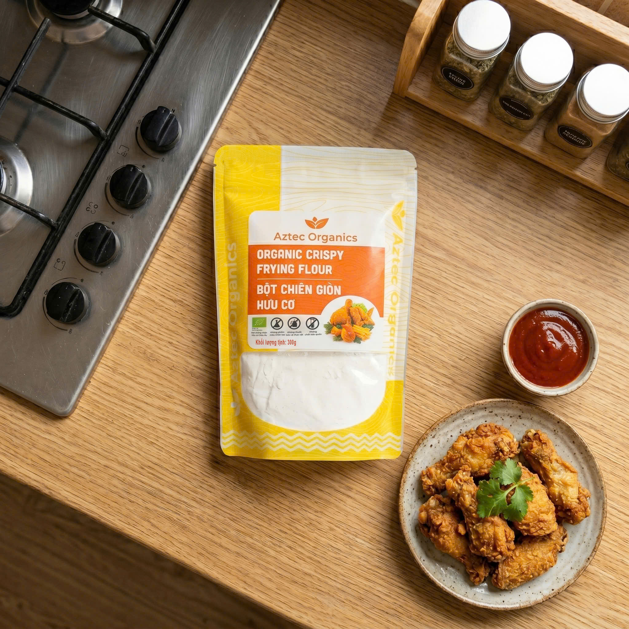 Aztec Organics - Bột chiên giòn hữu cơ 300g