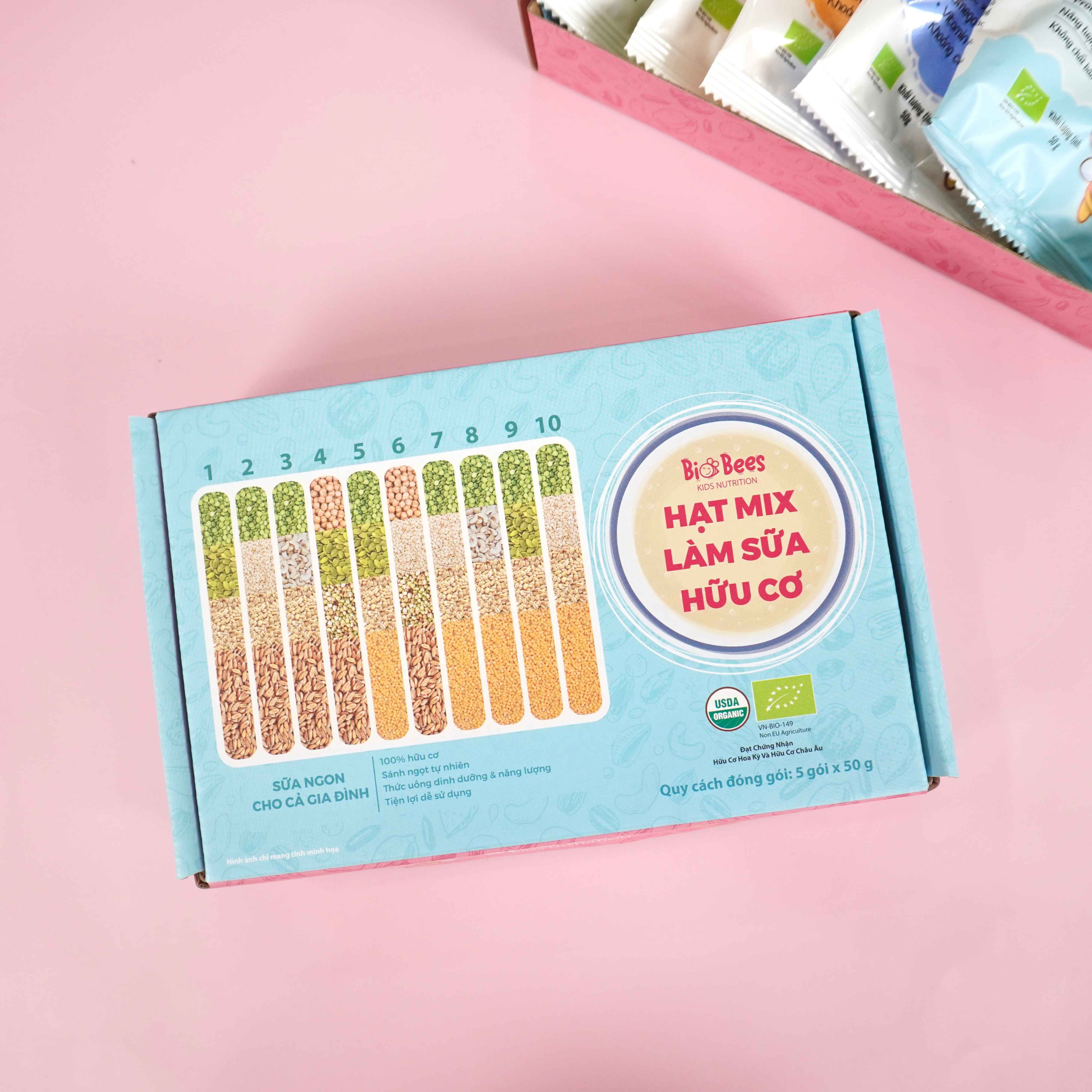 BIOBEES - Hộp Hạt Mix Làm Sữa Hữu Cơ 50g x 4 gói