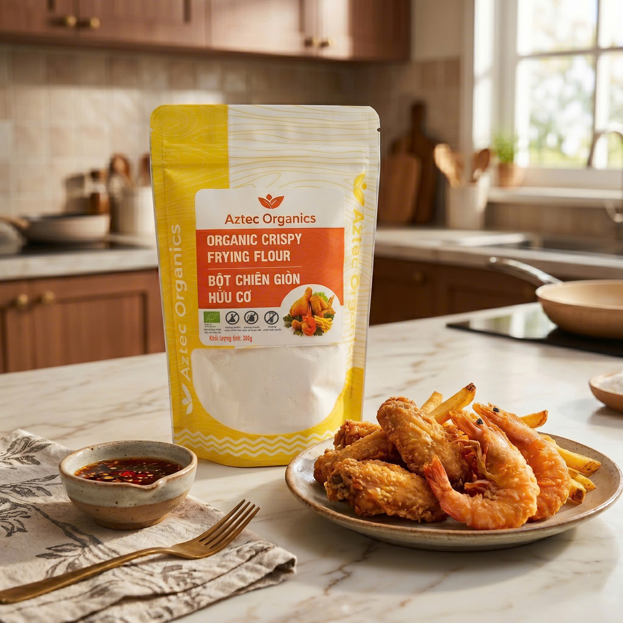 Aztec Organics - Bột chiên giòn hữu cơ 300g