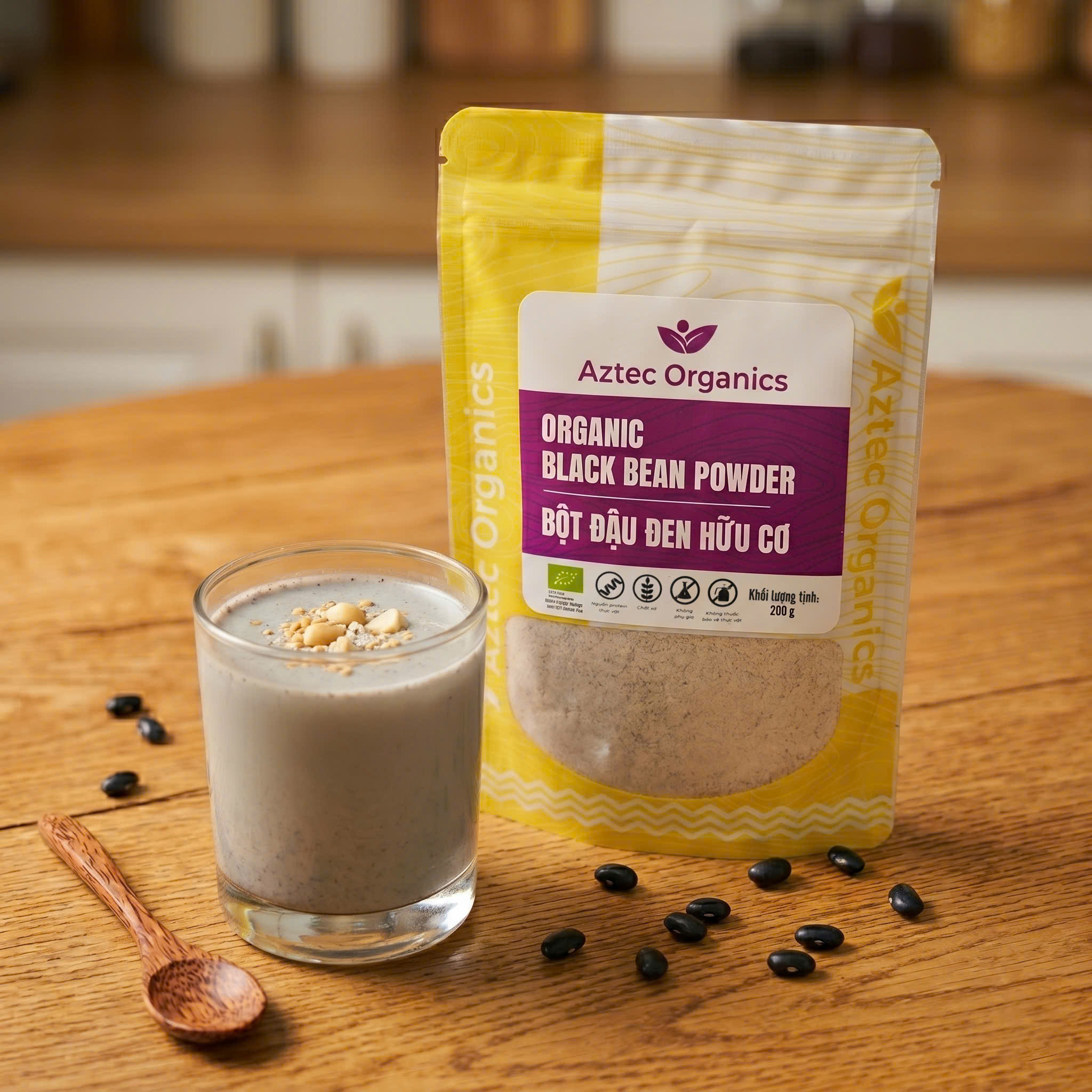 Aztec Organics - Bột đậu đen hữu cơ 200g