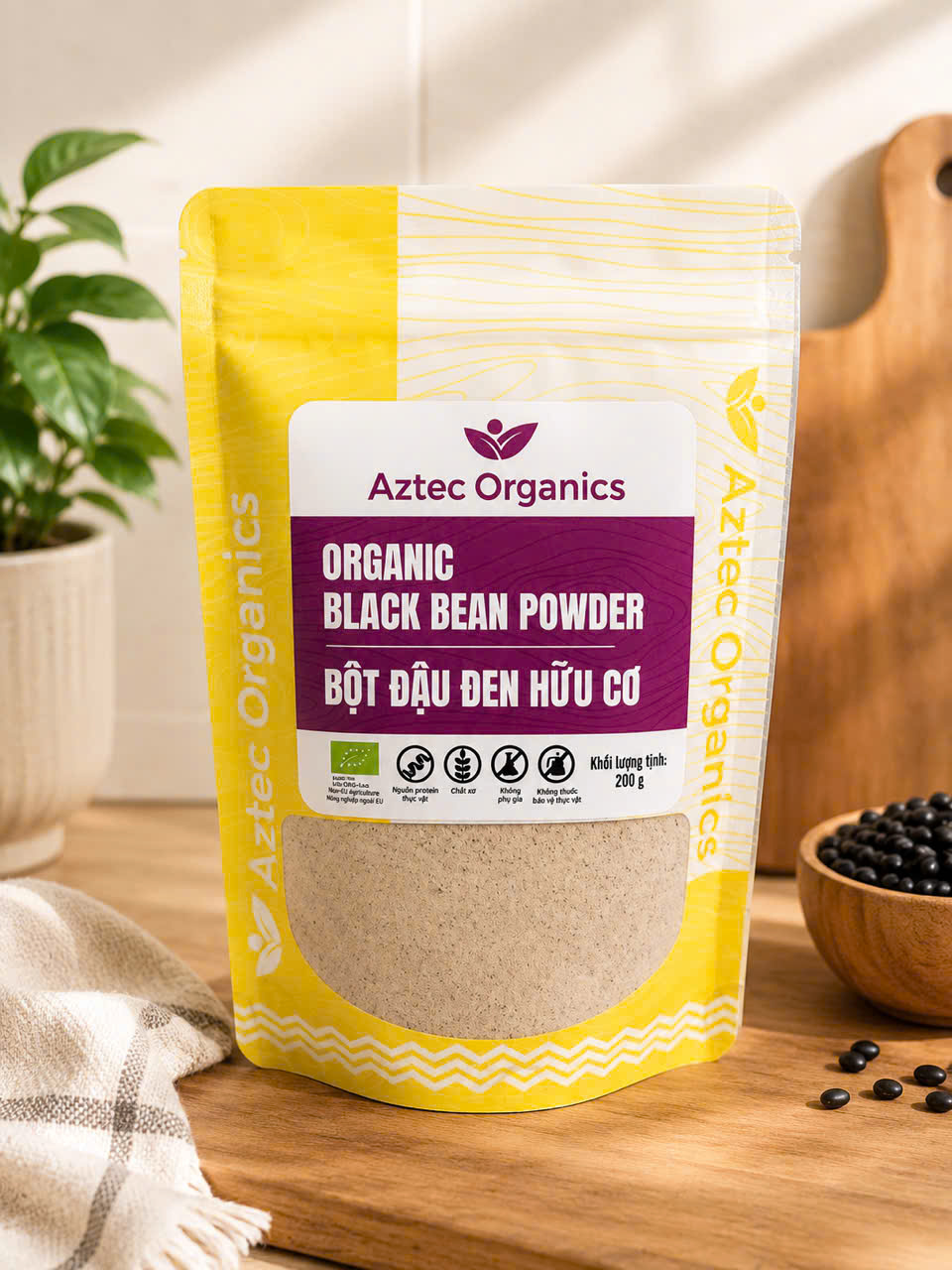 Aztec Organics - Bột đậu đen hữu cơ 200g