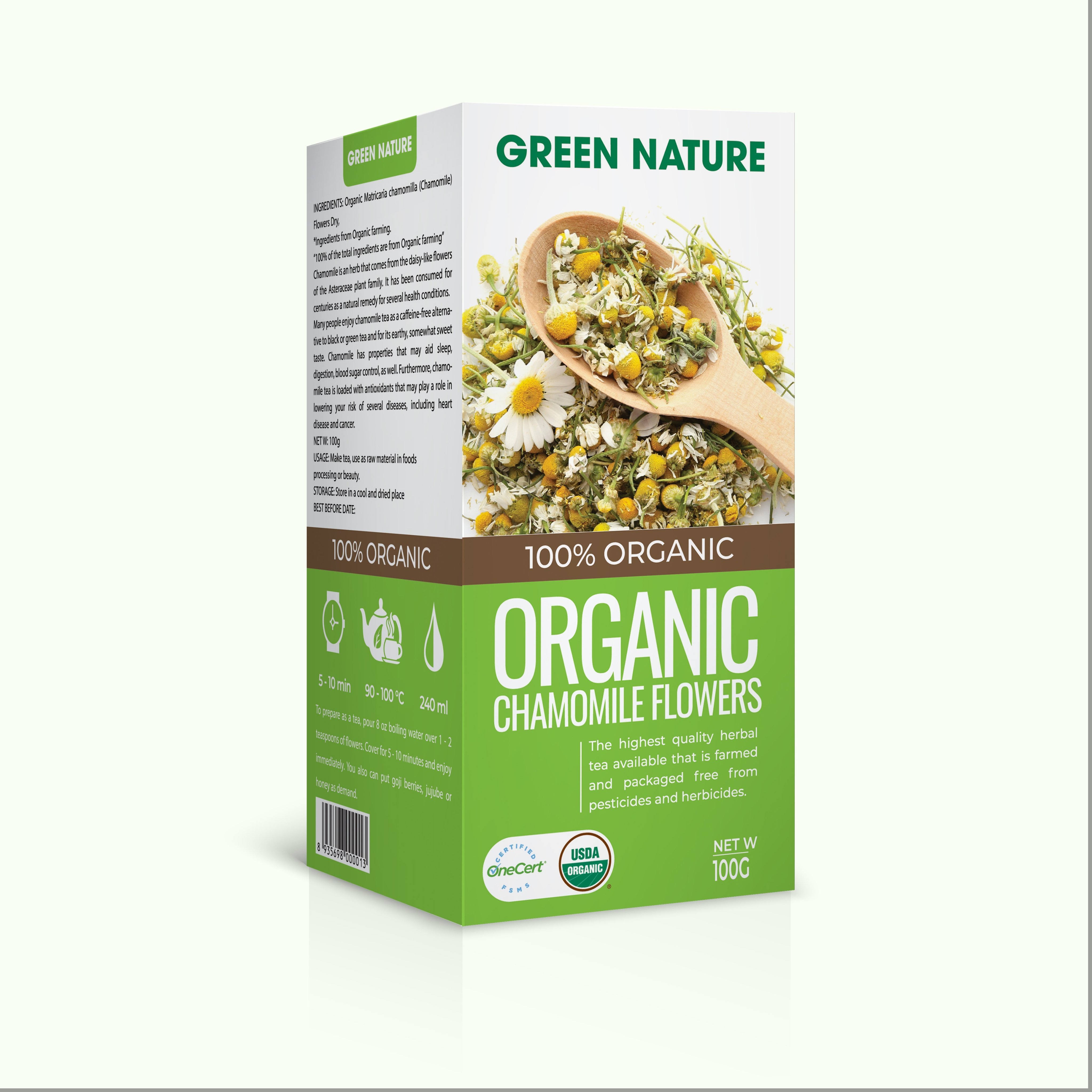 Green Nature - Hoa Cúc La Mã Chamomile Nguyên Bông Hữu Cơ 100g