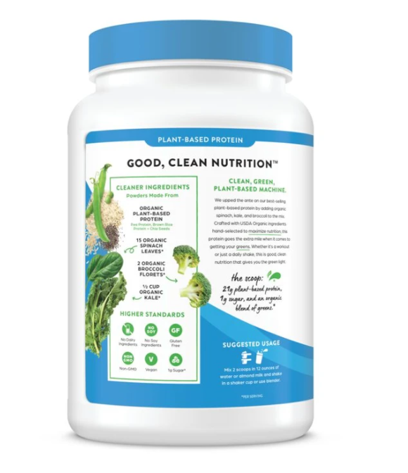 Đạm thực vật và Greens hữu cơ hương Vani 882gr