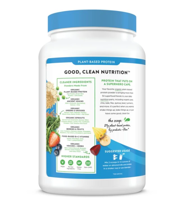 Đạm thực vật và Superfoods hữu cơ hương Vani 918g