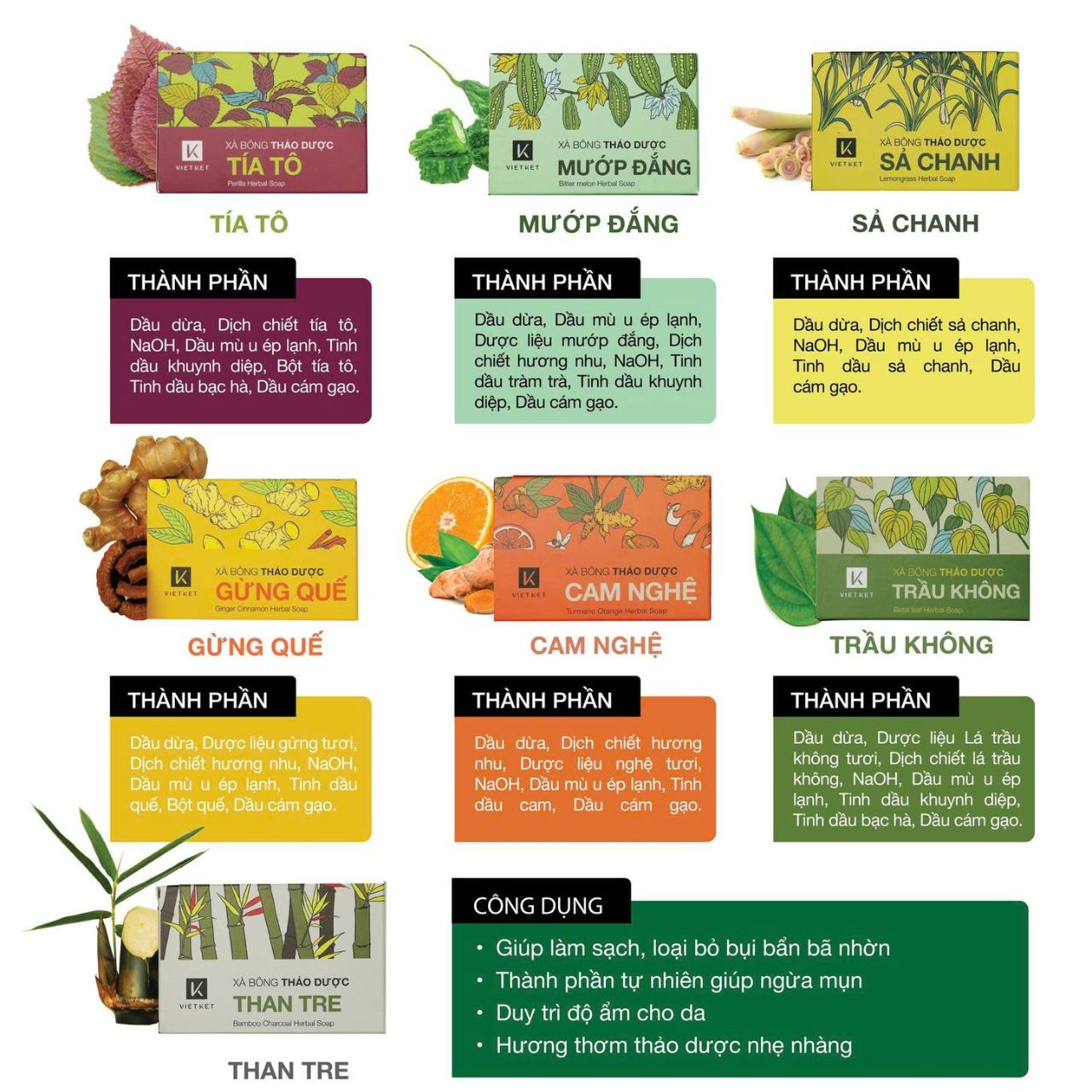 VIETKET - Xà Bông Tắm Thảo Dược Gừng Quế VIETKET 100g