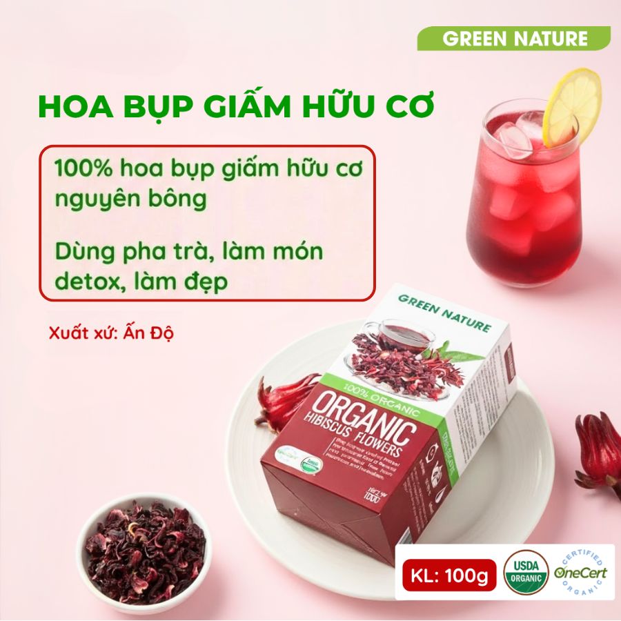Green Nature - Hoa Bụp Giấm Nguyên Bông Hữu Cơ 100g