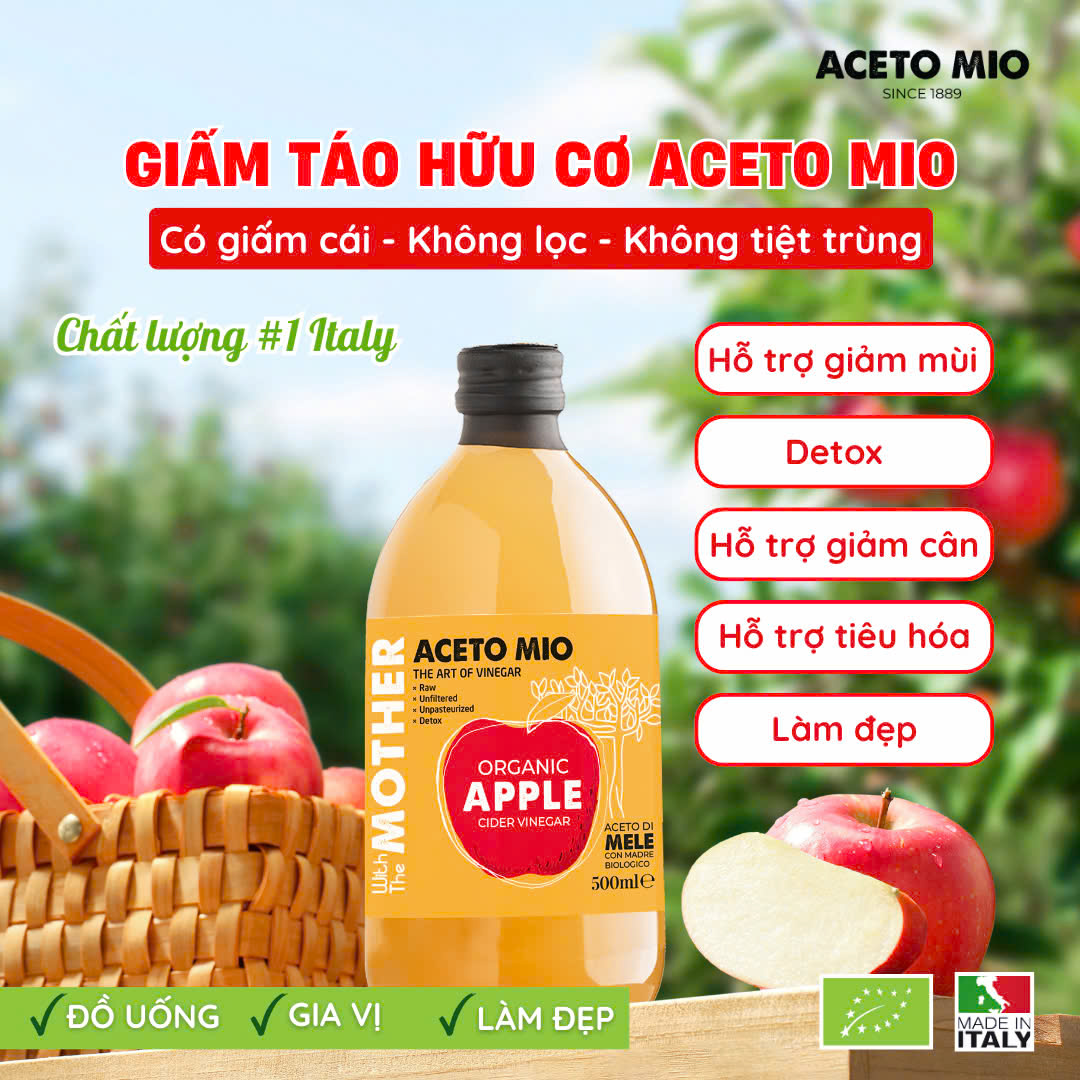 Aceto Mio - Giấm Táo Hữu Cơ 1L