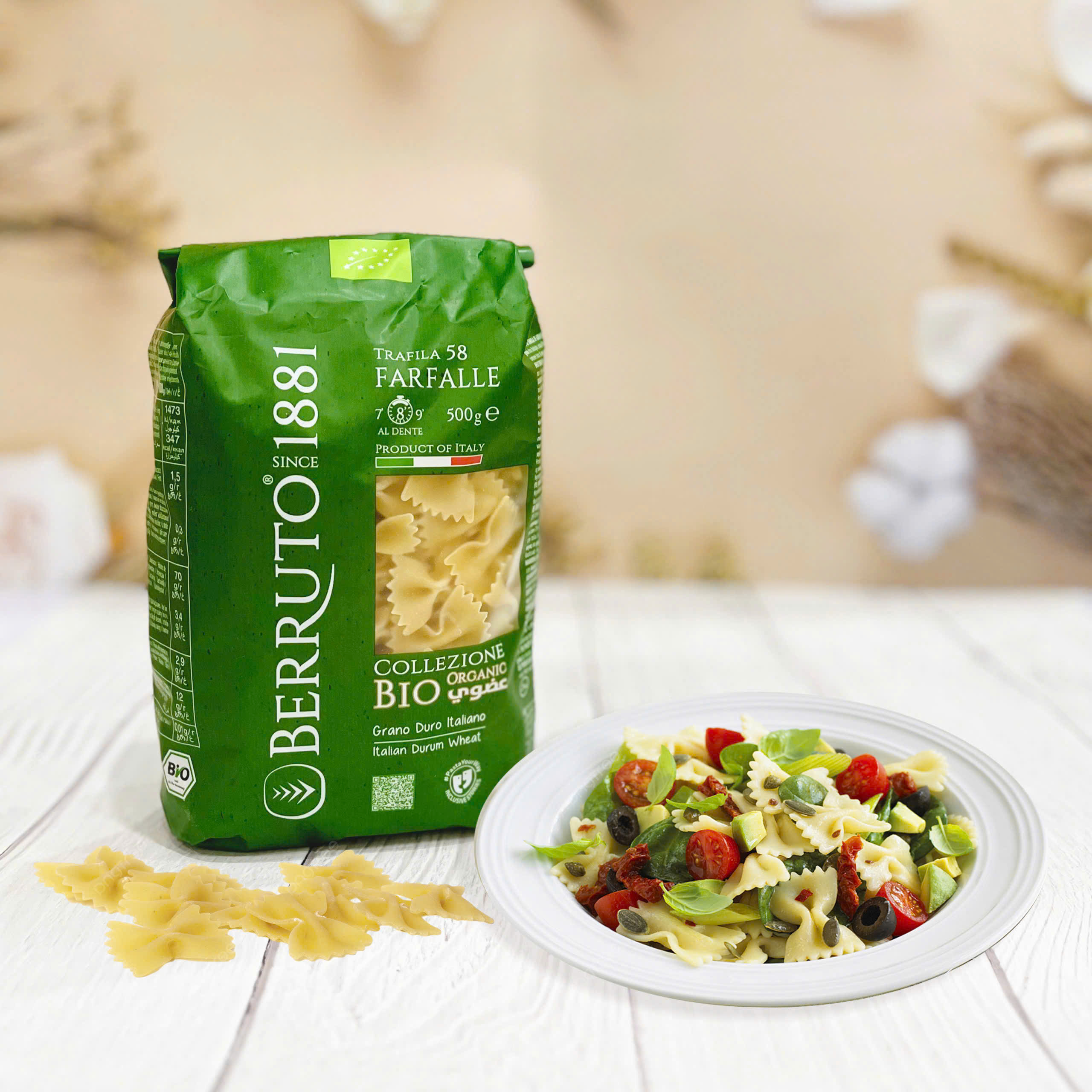 Berruto - Nui Mỳ Hữu Cơ 500gr - Dạng Nơ