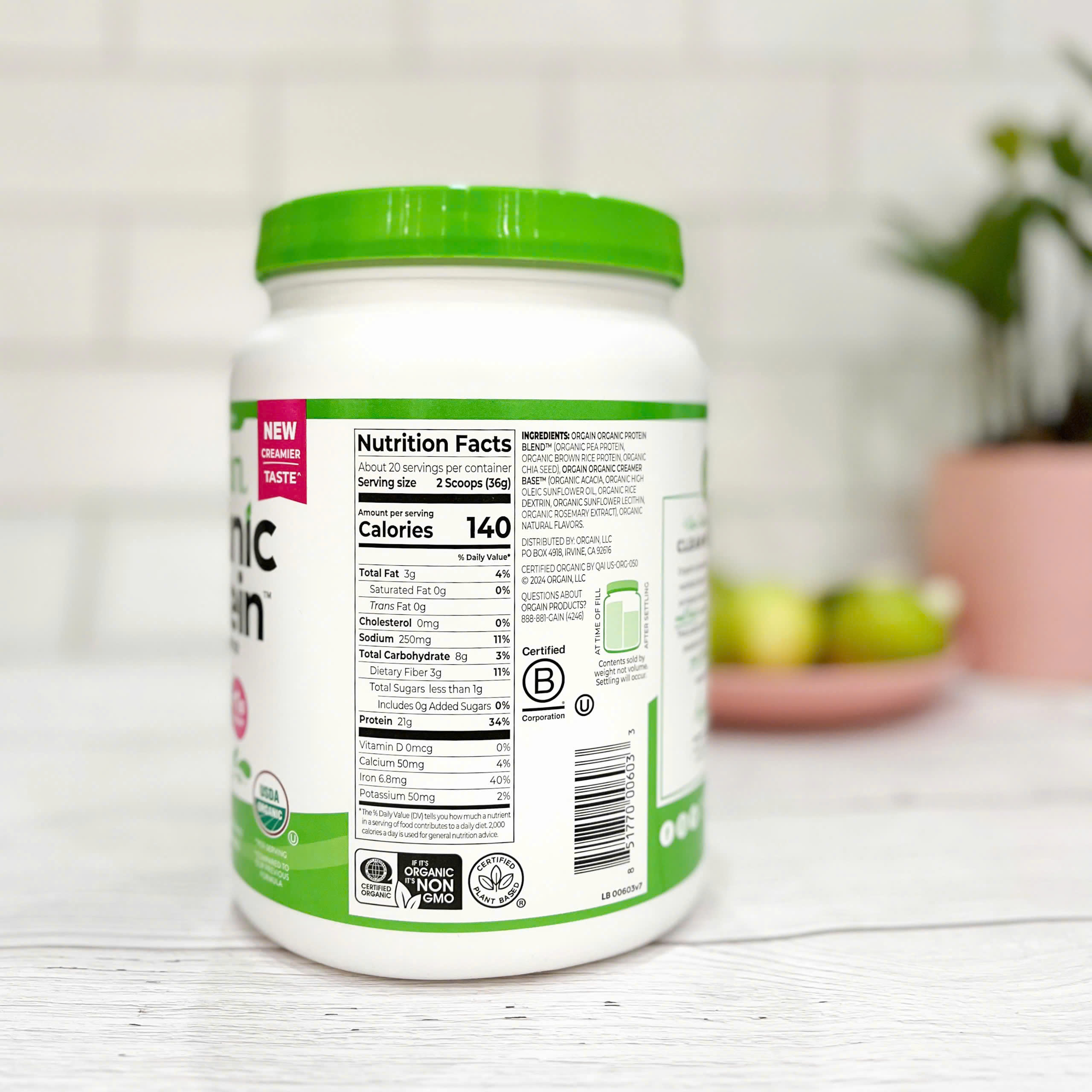 Orgain - Đạm Thực Vật Hữu Cơ Orgain Không Chất Làm Ngọt 720gr