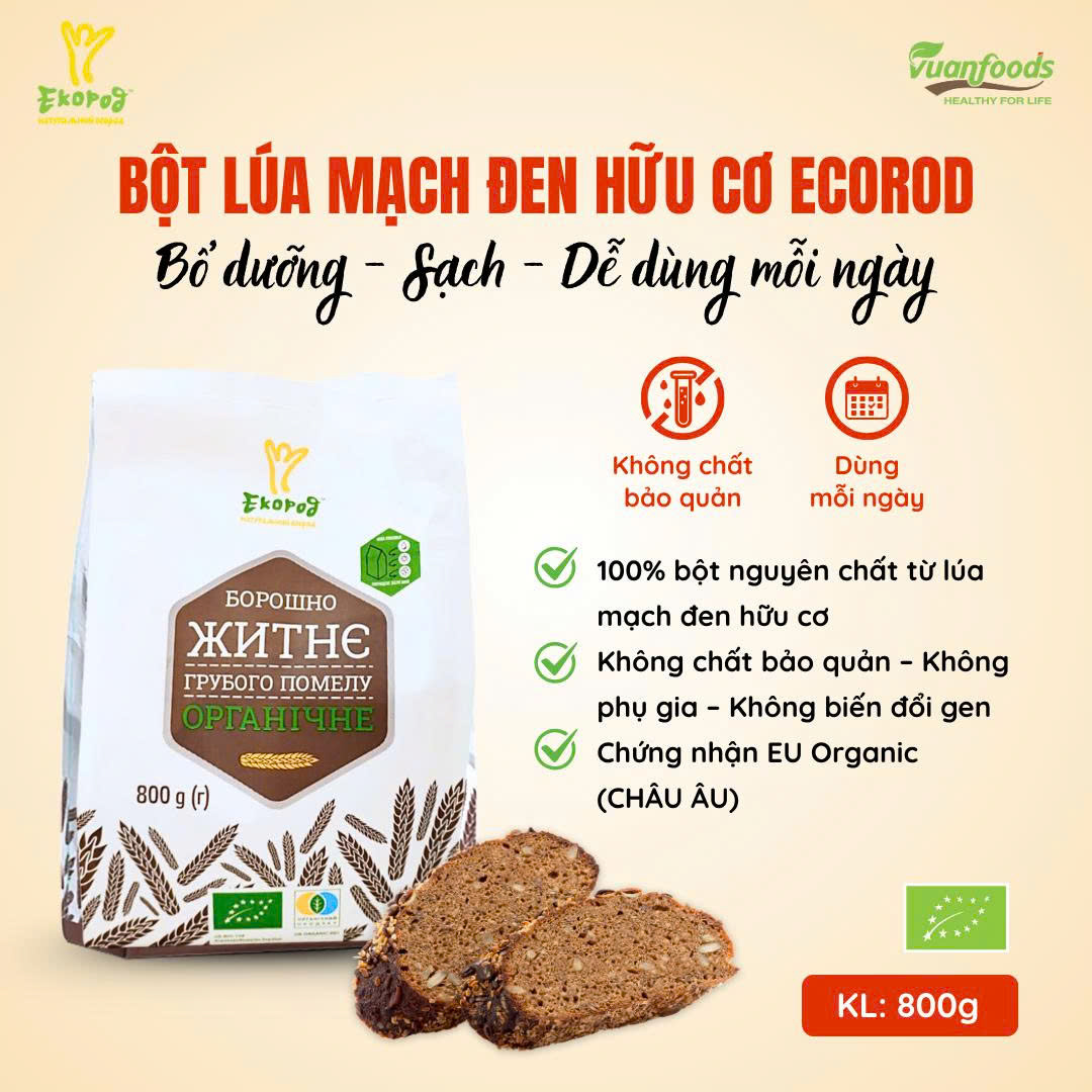 Ecorod Bột Lúa Mạch Đen Hữu Cơ 800gr