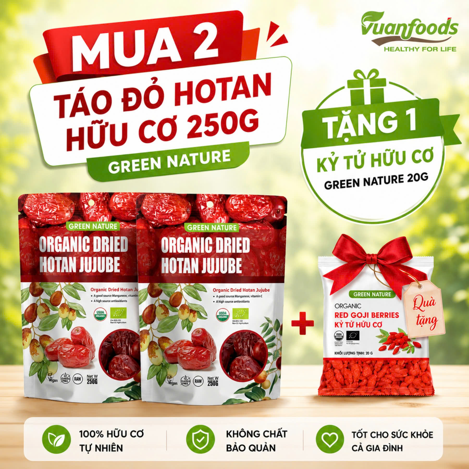 Green Nature - Táo Đỏ Hotan Hữu Cơ 250g