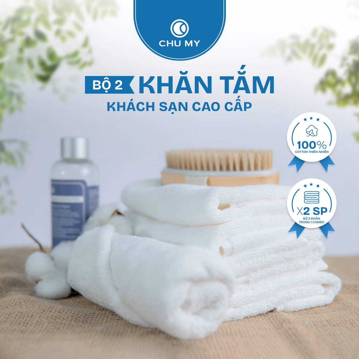Bộ 2 khăn tắm khách sạn 70x140cm - 500g