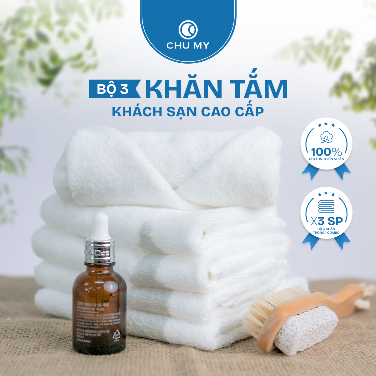 Bộ 3 khăn tắm khách sạn 70x140cm - 500g
