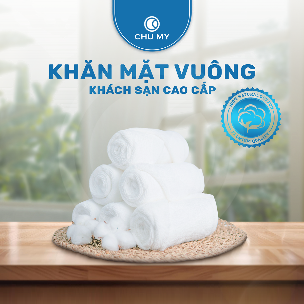 Khăn mặt vuông khách sạn 34x34cm - 60g