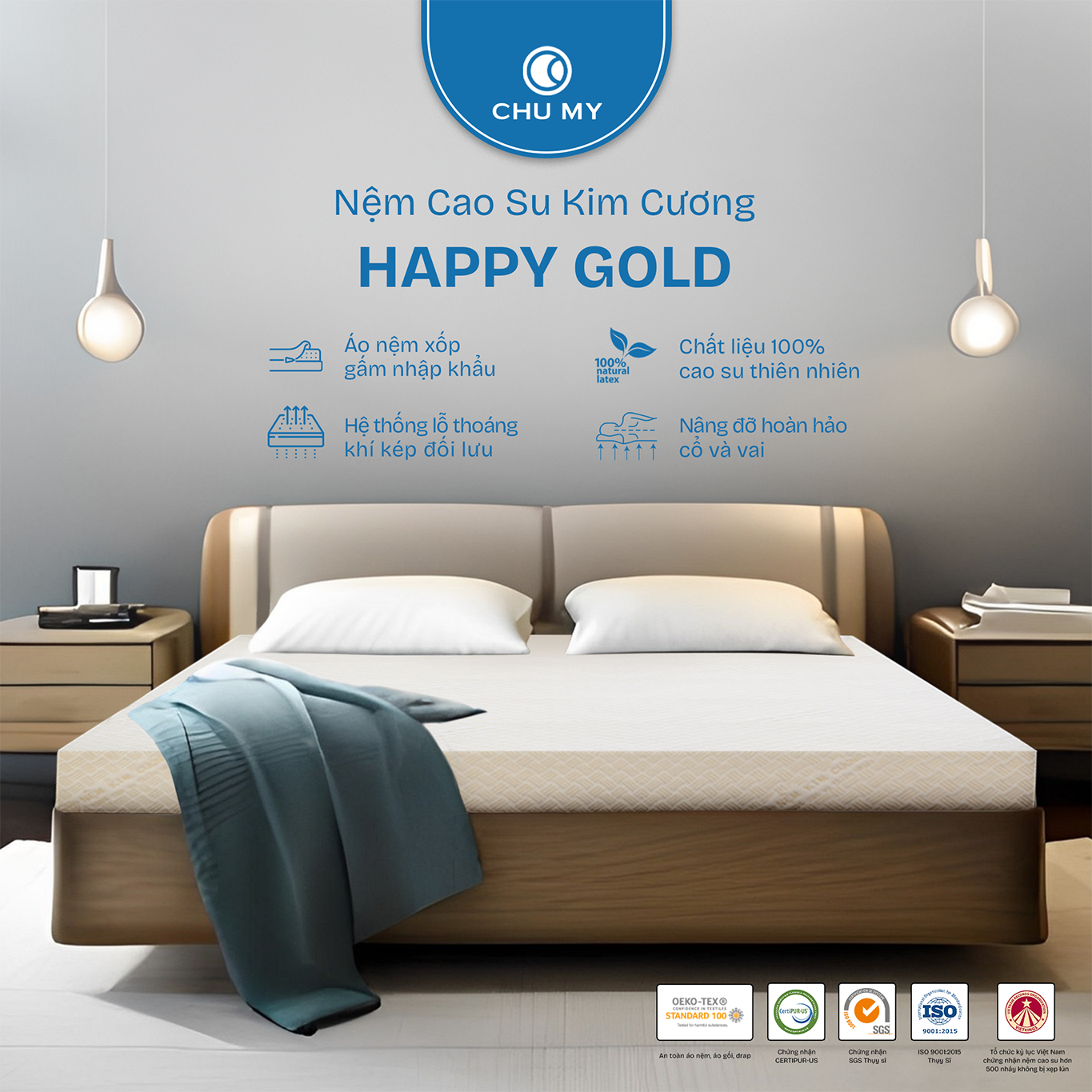 Nệm cao su Kim Cương Happy Gold