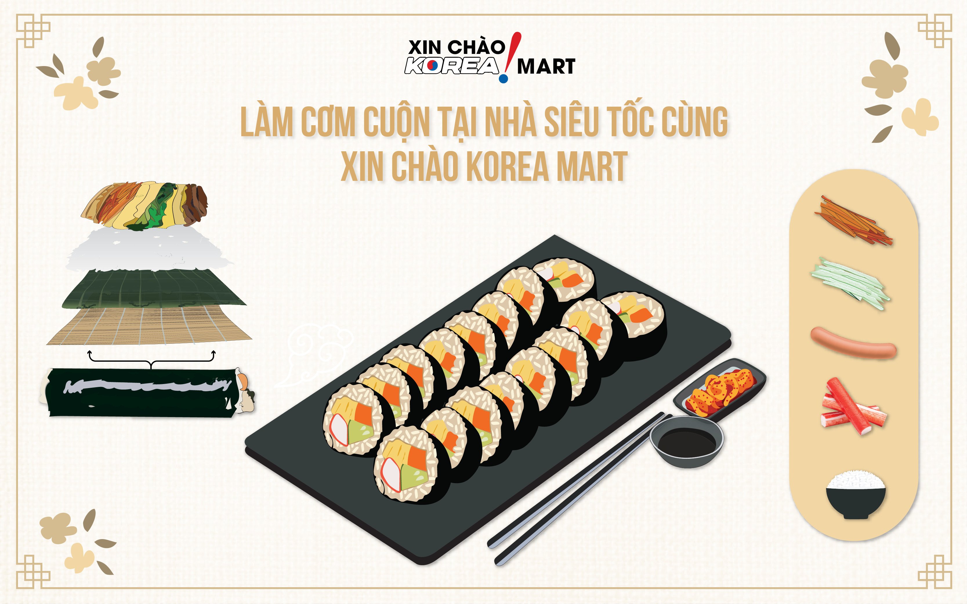 Làm Cơm Cuộn Tại Nhà Siêu Tốc Độ Cùng Xin Chào Korea Mart