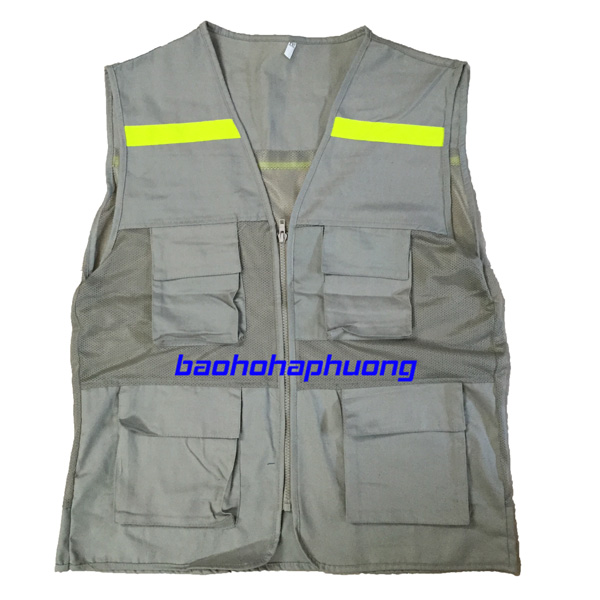 áo bảo hộ gile phản quang màu ghi