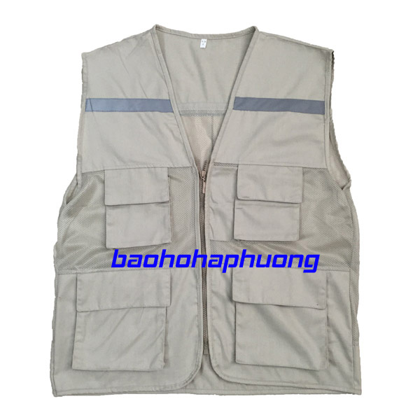 Áo gile bảo hộ lưới nhỏ màu ghi sữa