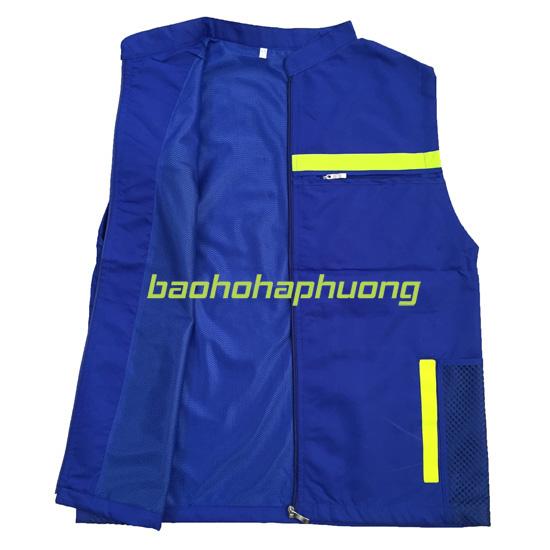 áo gile phản quang vải gió 2 lớp màu xanh 2