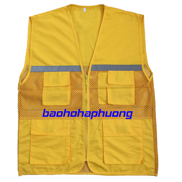 áo gile túi hộp gió lưới to màu vàng