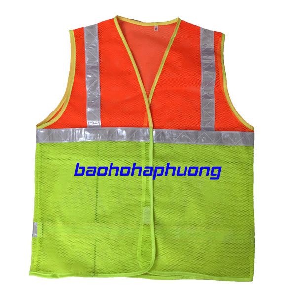 áo lưới phản quang màu vàng chanh phối cam