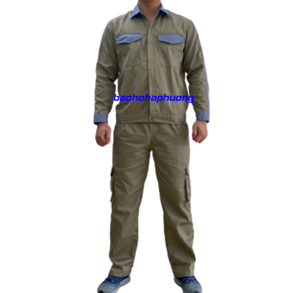 quần áo bảo hộ màu xi măng phối ghi