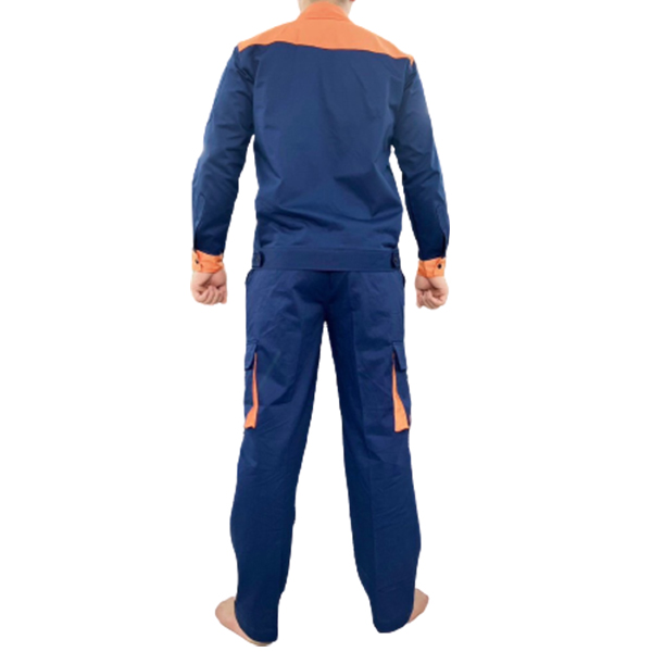 quần áo bảo hộ xanh tím than phối cam 1