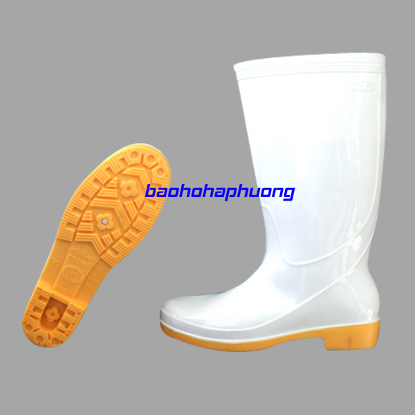 ủng bảo hộ hoa san nữ 06 màu trắng đế vàng