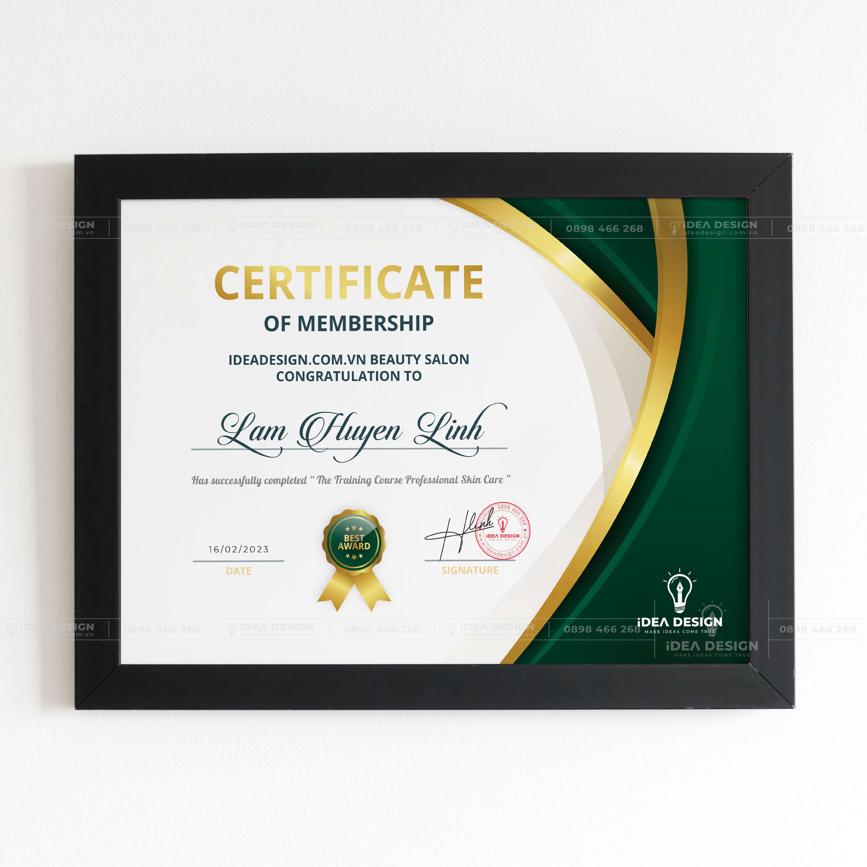 Bằng Chứng Nhận - Chứng Chỉ Tốt Nghiệp Spa, Thẩm Mỹ Viện 06