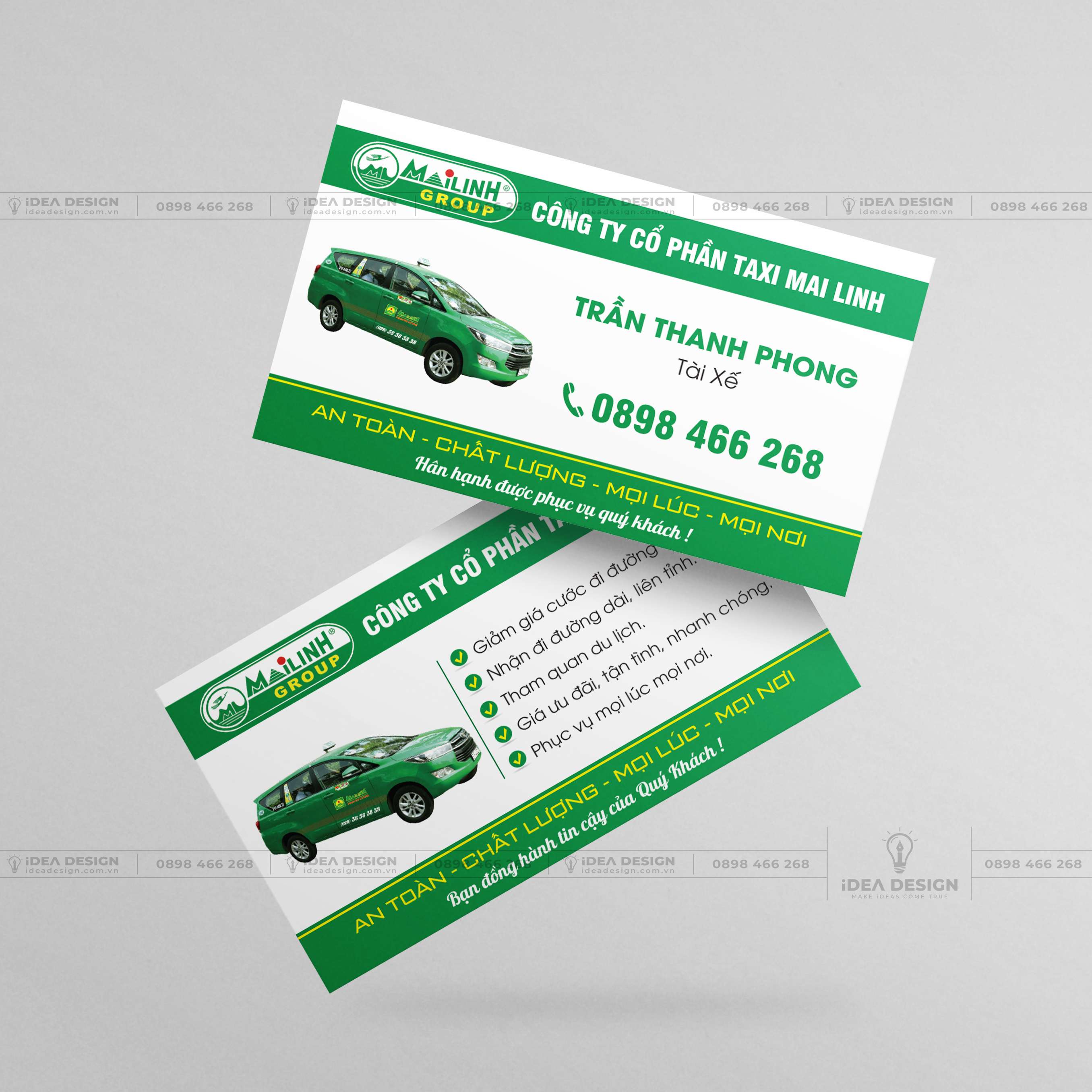 Card Visit Xe Dịch Vụ - Xe Taxi Mai Linh 01