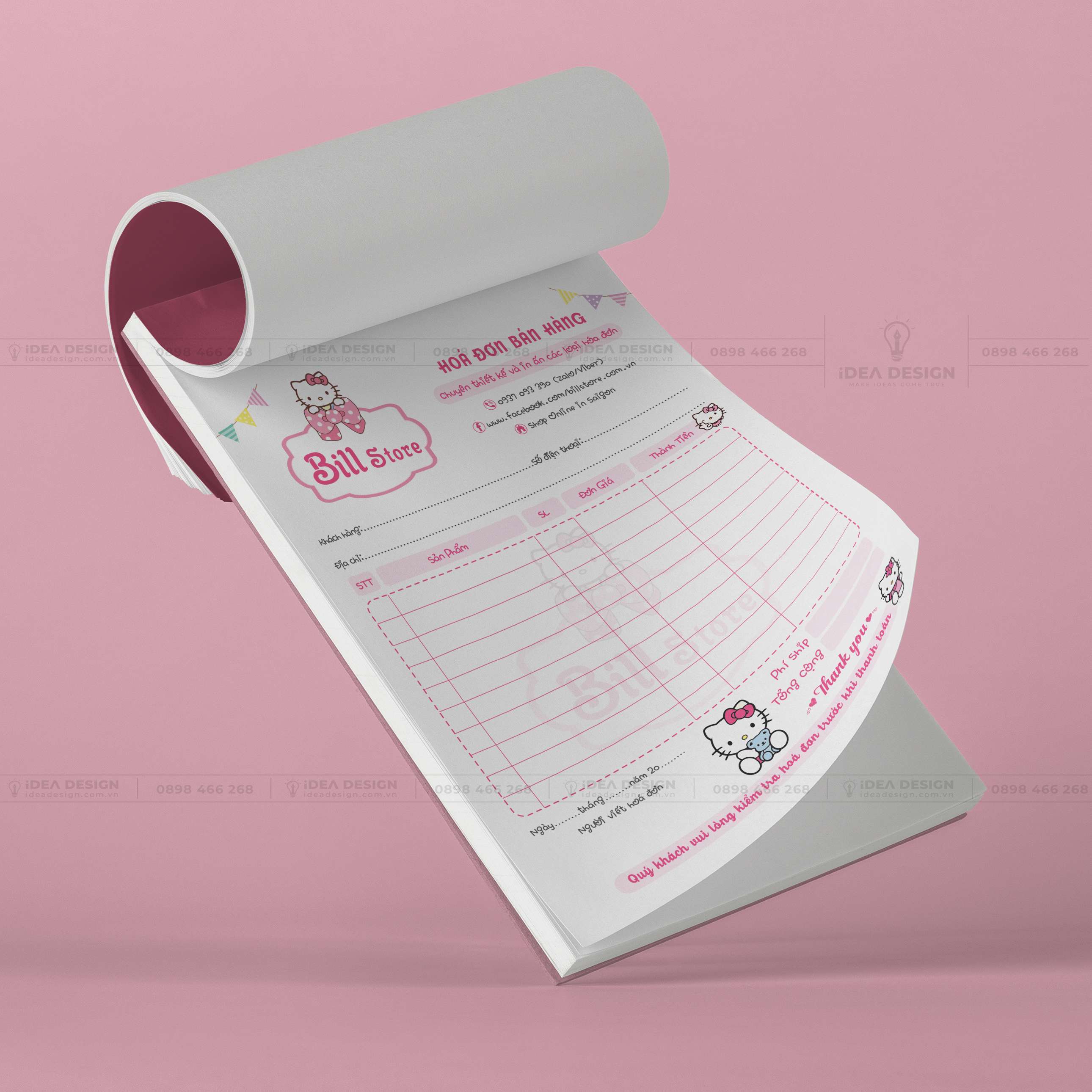 Hóa Đơn Hello Kitty Màu Hồng Dễ Thương 02