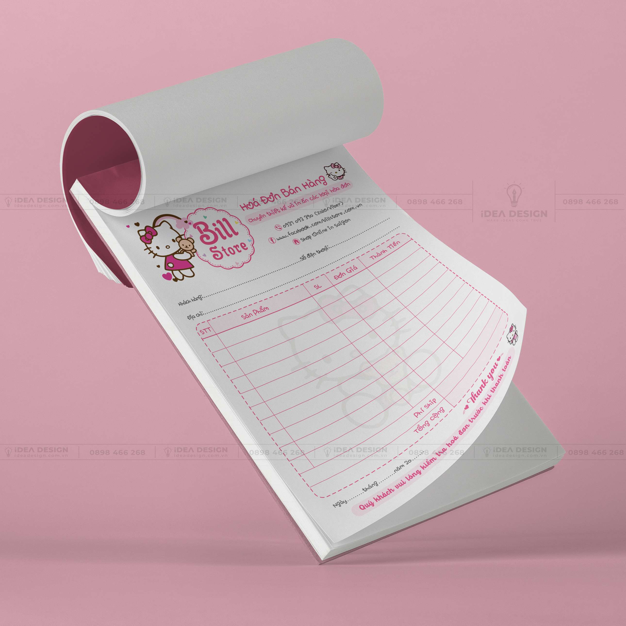 Hóa Đơn Hello Kitty Màu Hồng Dễ Thương 03