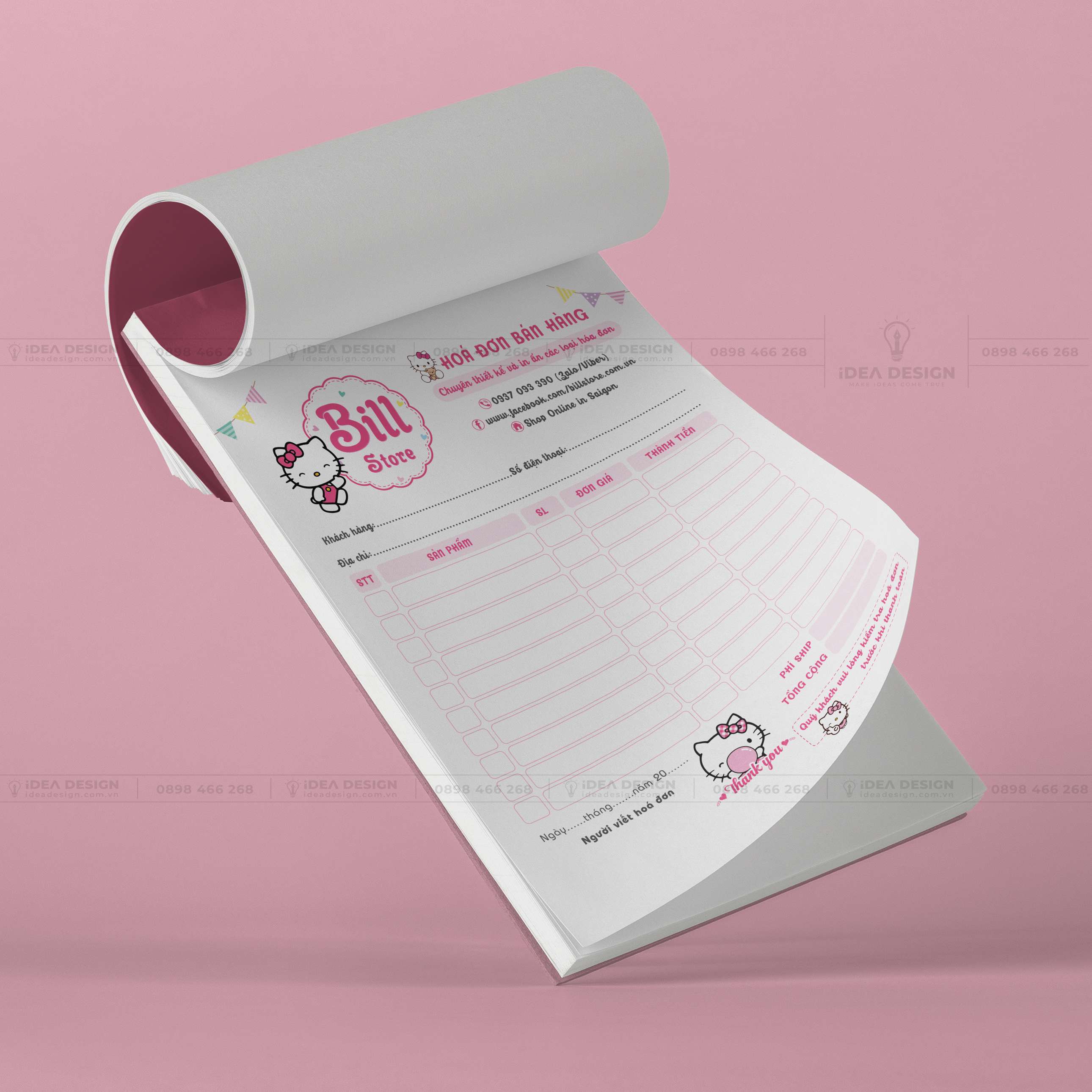 Hóa Đơn Hello Kitty Màu Hồng Dễ Thương 04