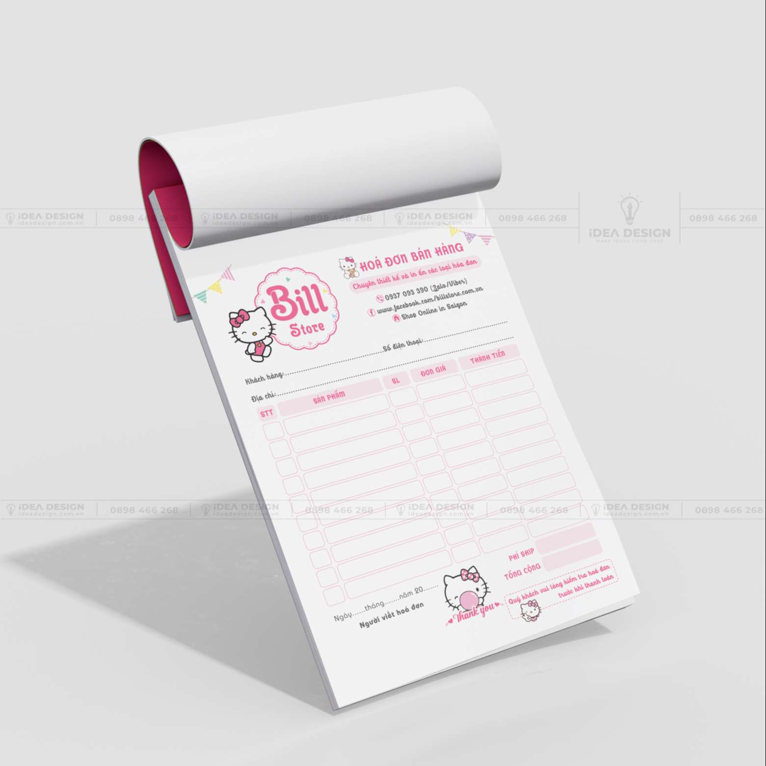 Hóa Đơn Hello Kitty Màu Hồng Dễ Thương 04