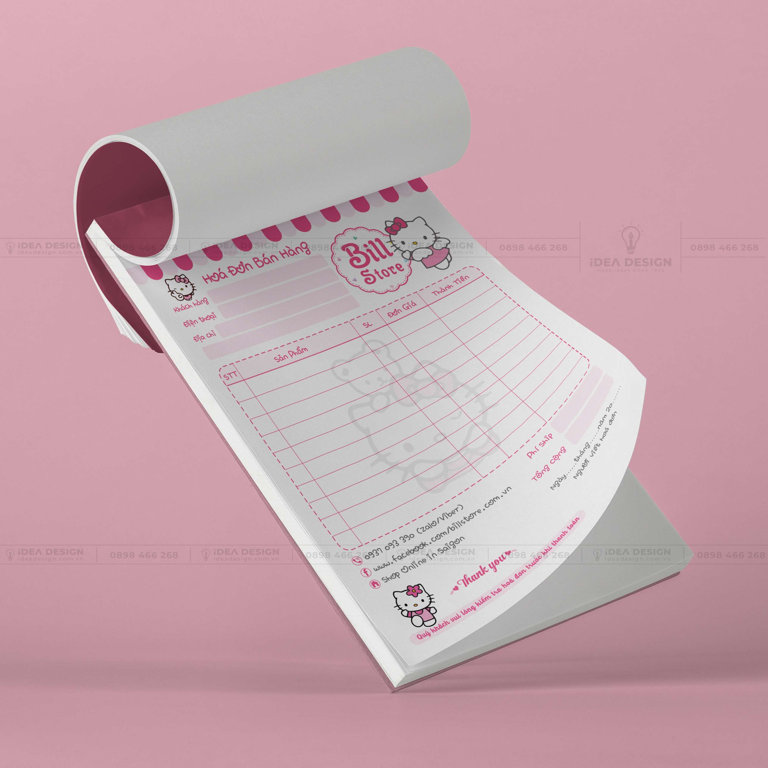 Hóa Đơn Hello Kitty Màu Hồng Dễ Thương 05