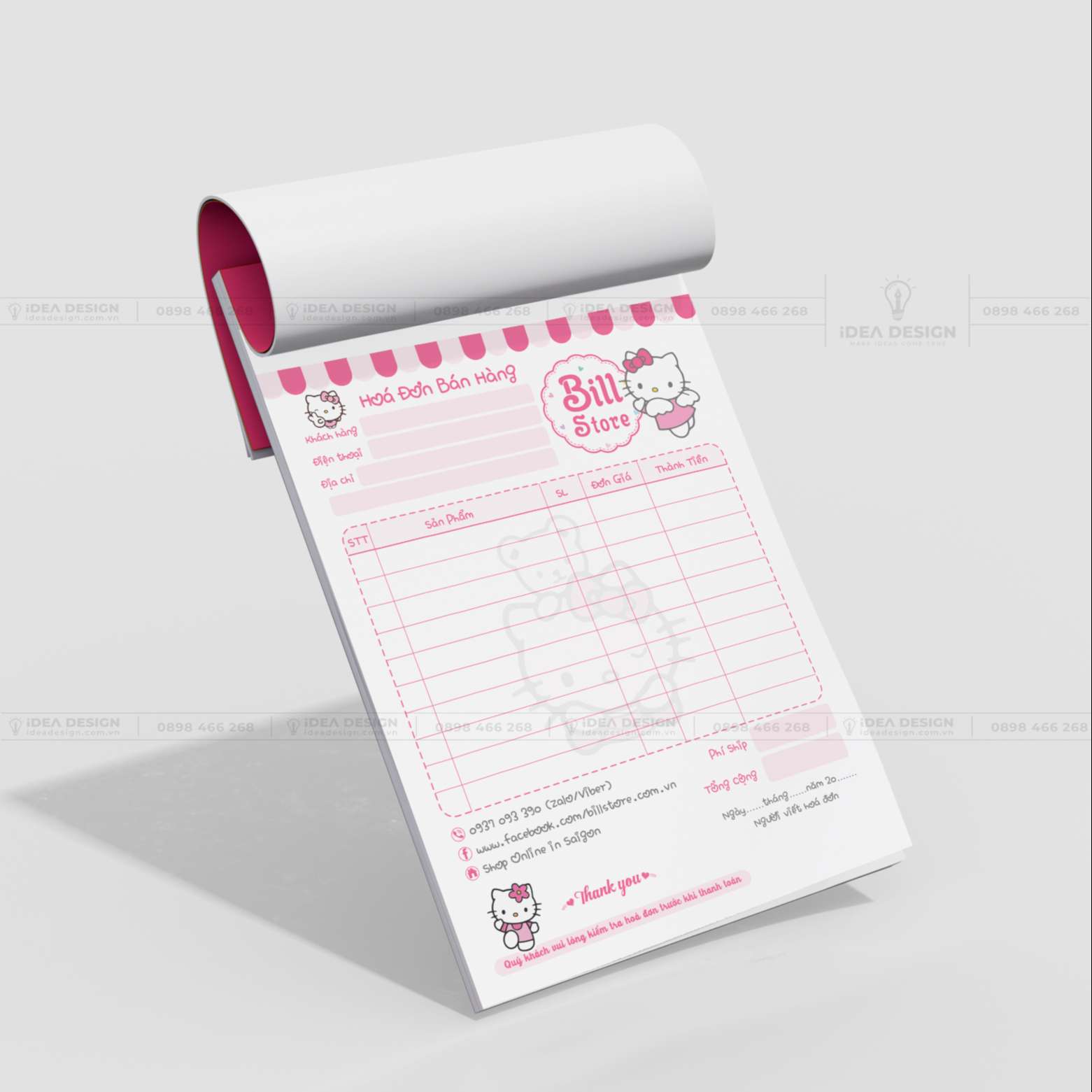 Hóa Đơn Hello Kitty Màu Hồng Dễ Thương 05