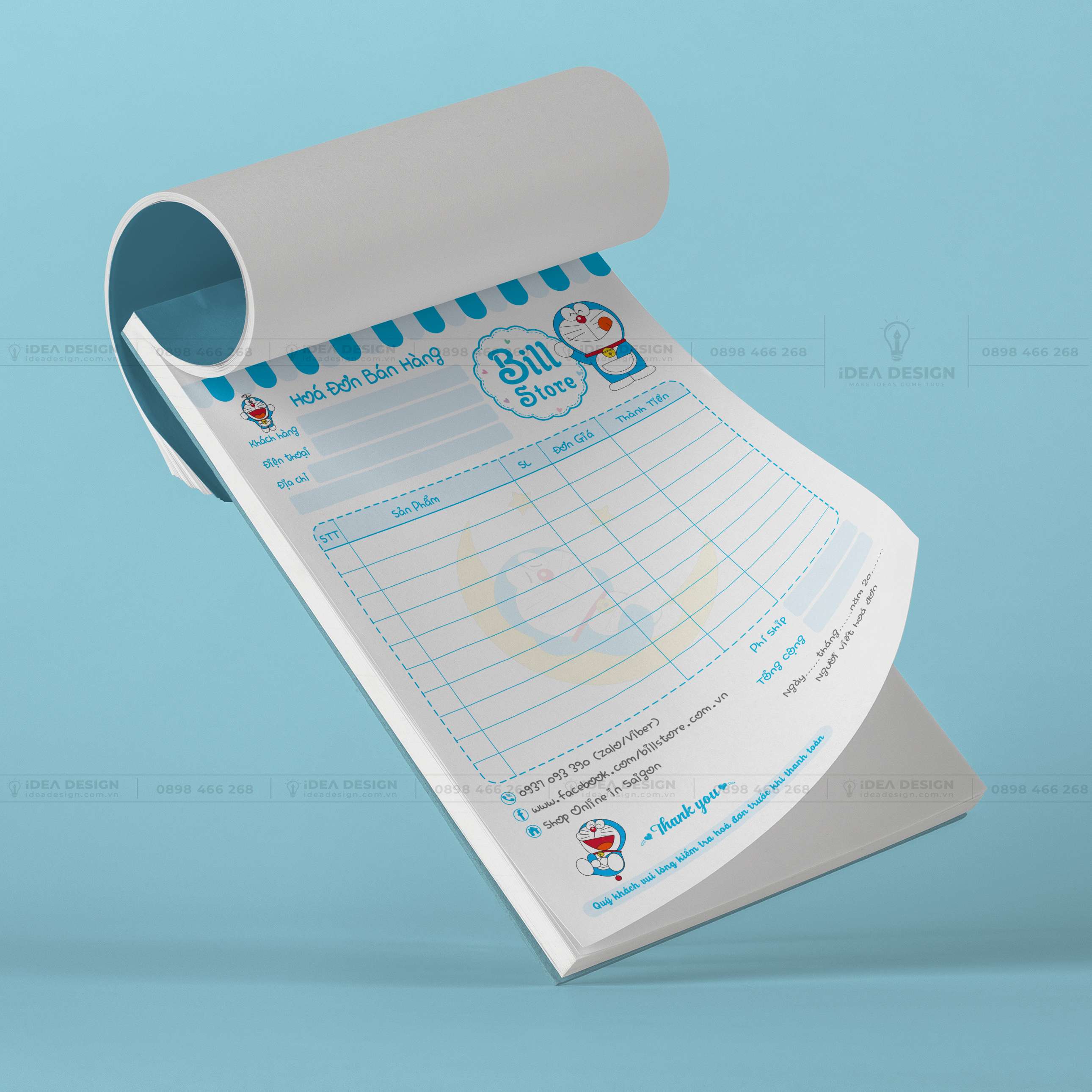 Hóa Đơn Doraemon Màu Xanh Dễ Thương 01