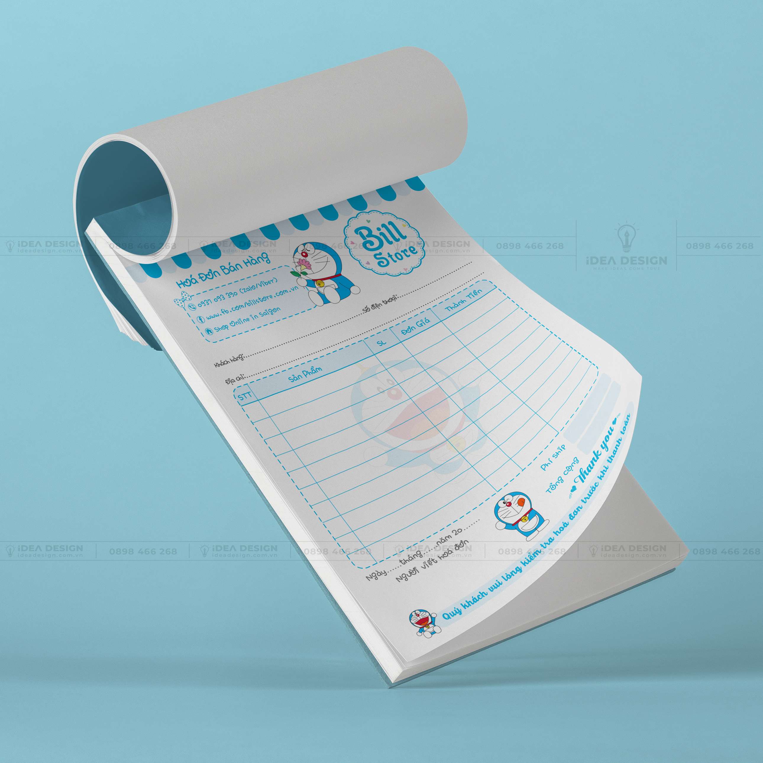 Hóa Đơn Doraemon Màu Xanh Dễ Thương 02