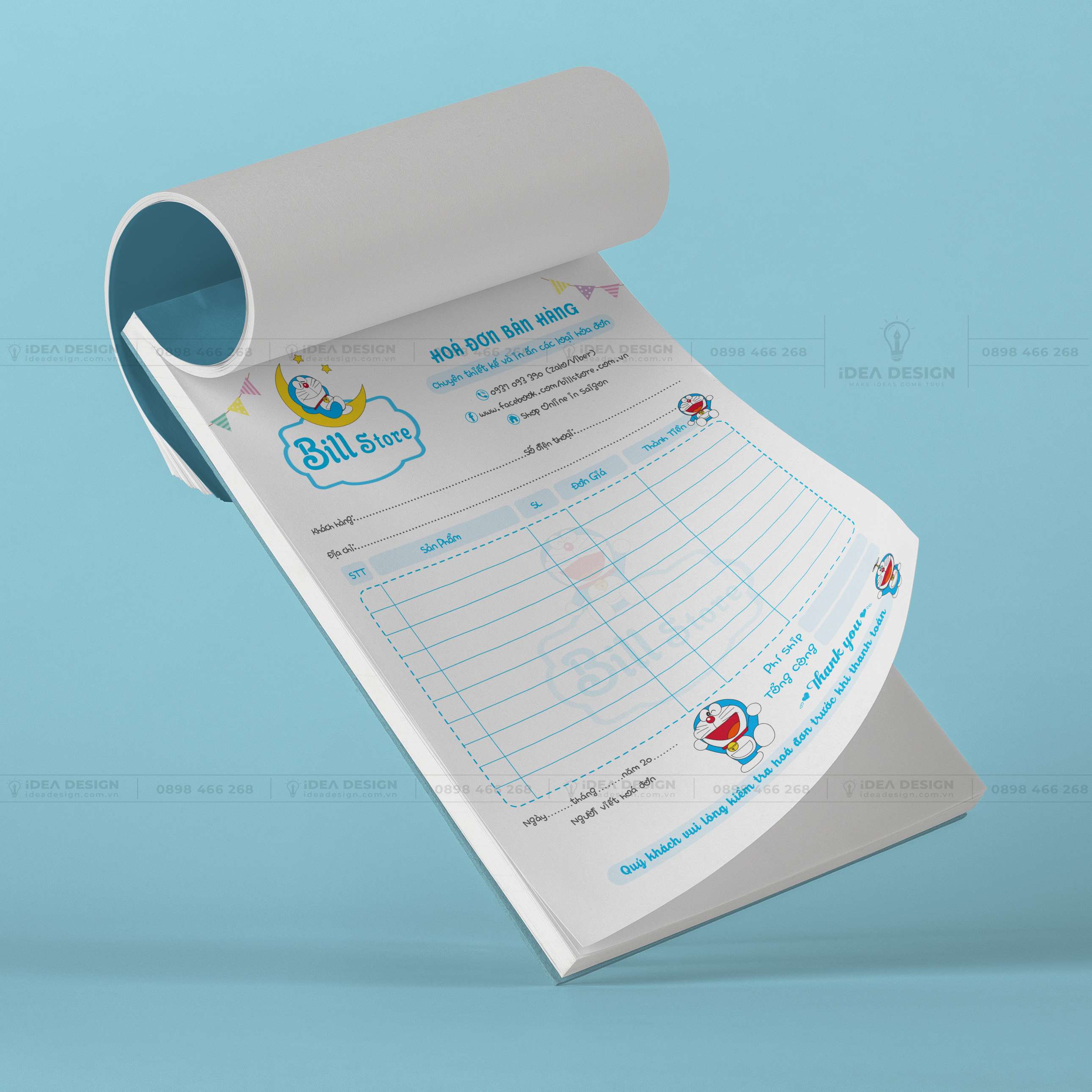 Hóa Đơn Doraemon Màu Xanh Dễ Thương 04