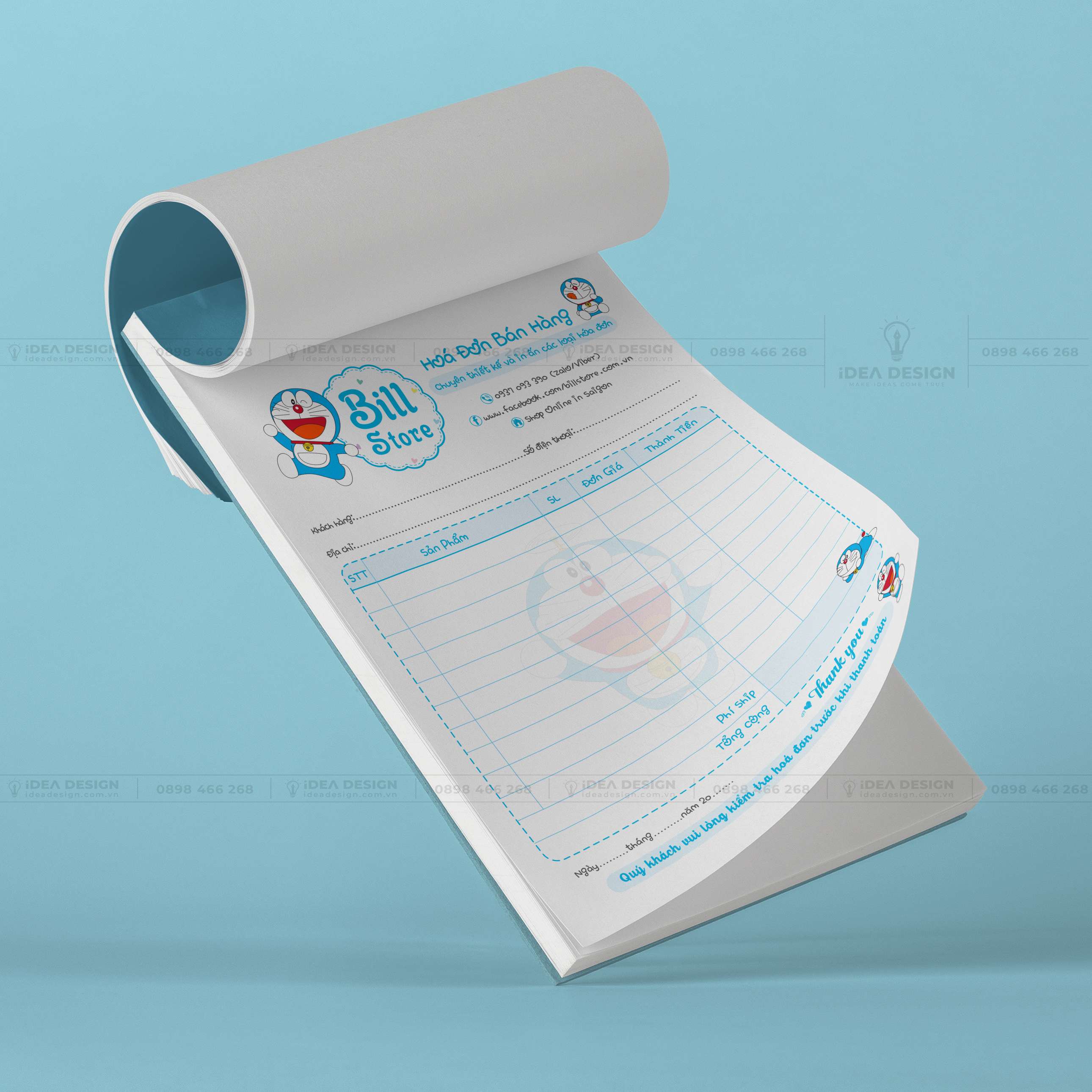Hóa Đơn Doraemon Màu Xanh Dễ Thương 05
