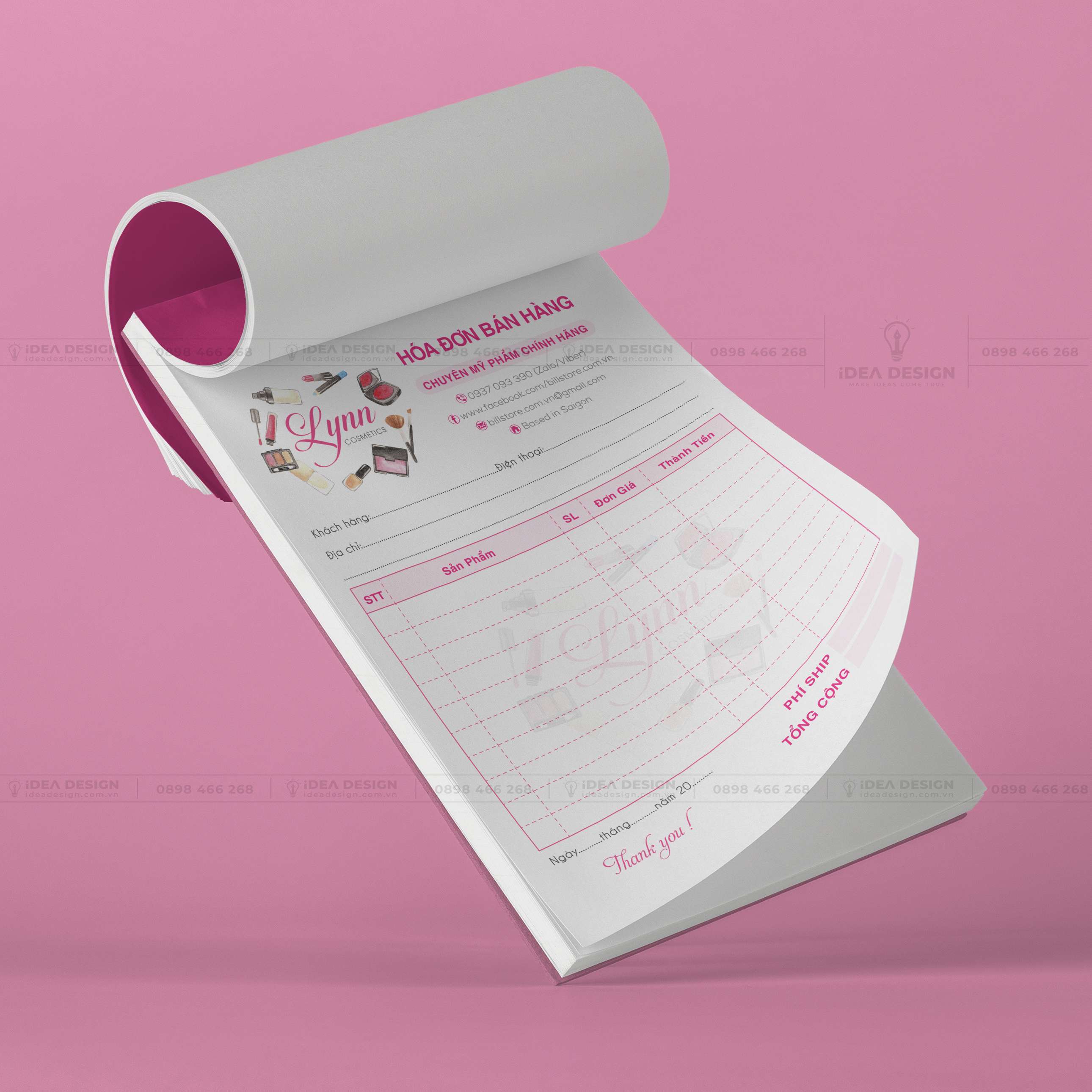 Hóa Đơn Mỹ Phẩm Màu Hồng Dễ Thương 01